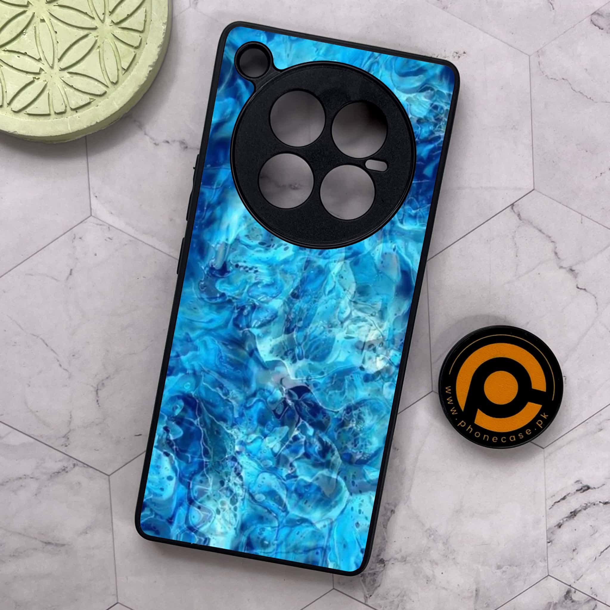 Infinix Zero 40 5G - Blue Marble Series - Premium Metal Printed soft Bumper shock Proof Case