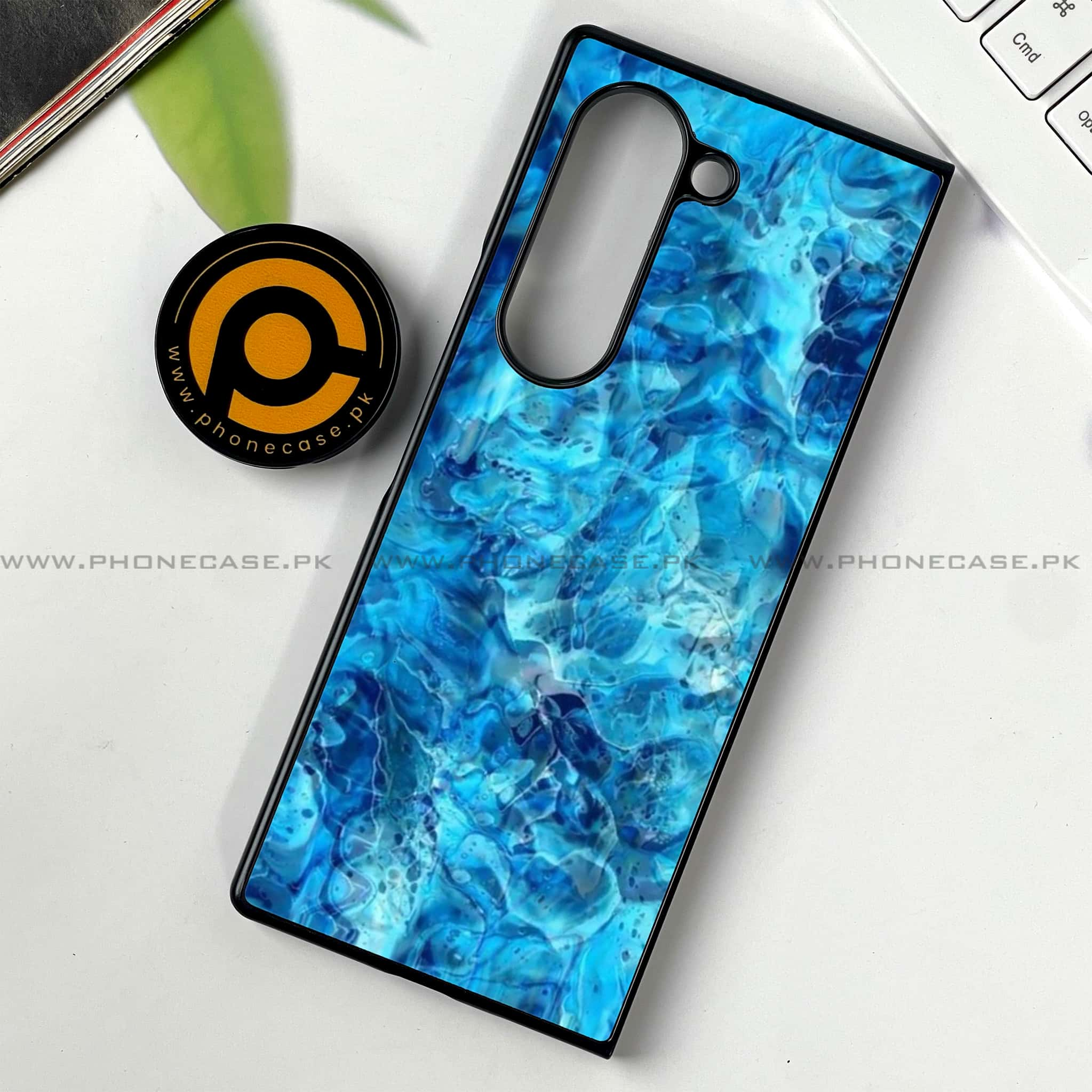 Samsung Galaxy Z Fold 6 - Blue Marble Series - Premium Printed Metal soft Bumper shock Proof Case