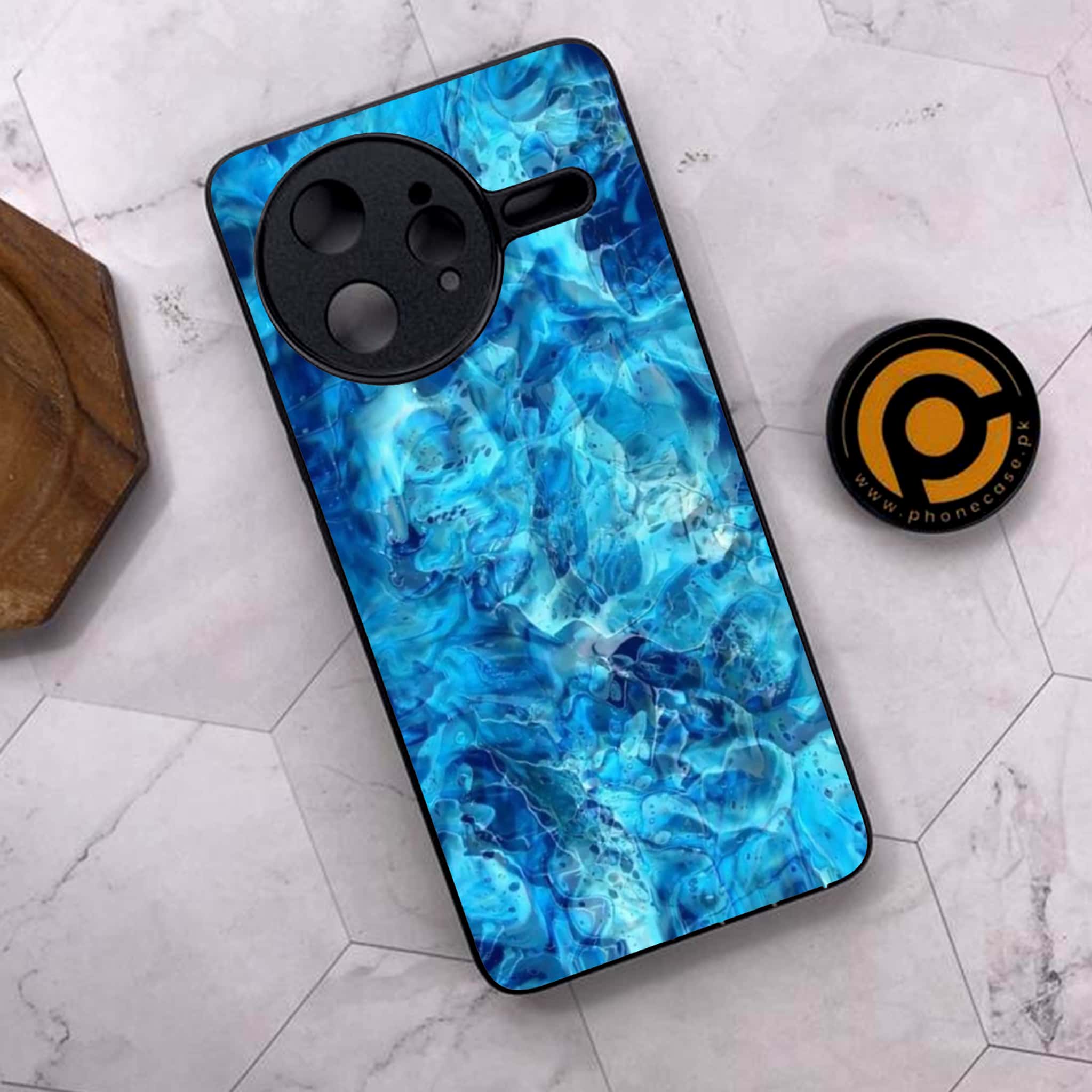 Xiaomi Poco F7 Ultra 5G - Blue Marble Series - Premium Metal Printed soft Bumper shock Proof Case