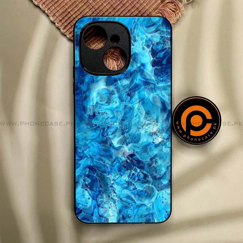 Tecno Spark 40C - Blue Marble Series - Premium Metal Printed soft Bumper shock Proof Case