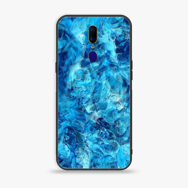 Oppo F11 - Blue Marble Design 6  - Premium Printed Glass soft Bumper shock Proof Case