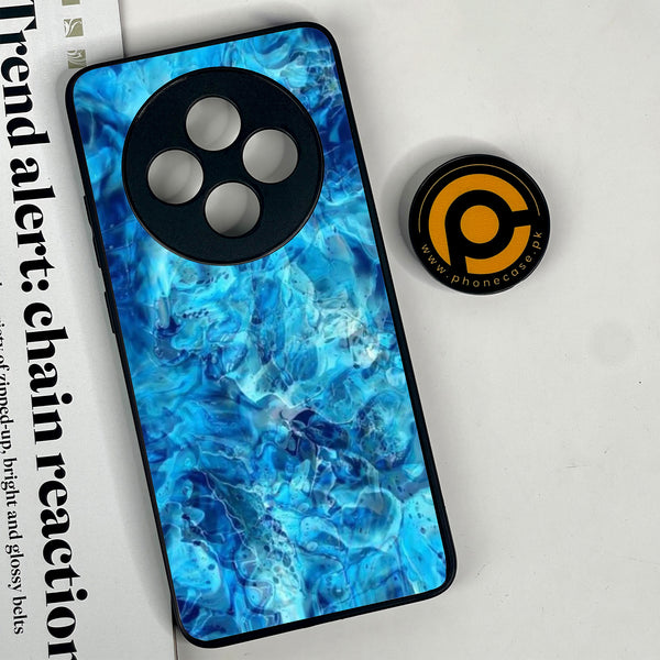 Oppo Reno 12F 4G - Blue Marble Design 6  - Premium Printed Glass soft Bumper shock Proof Case CS-19501