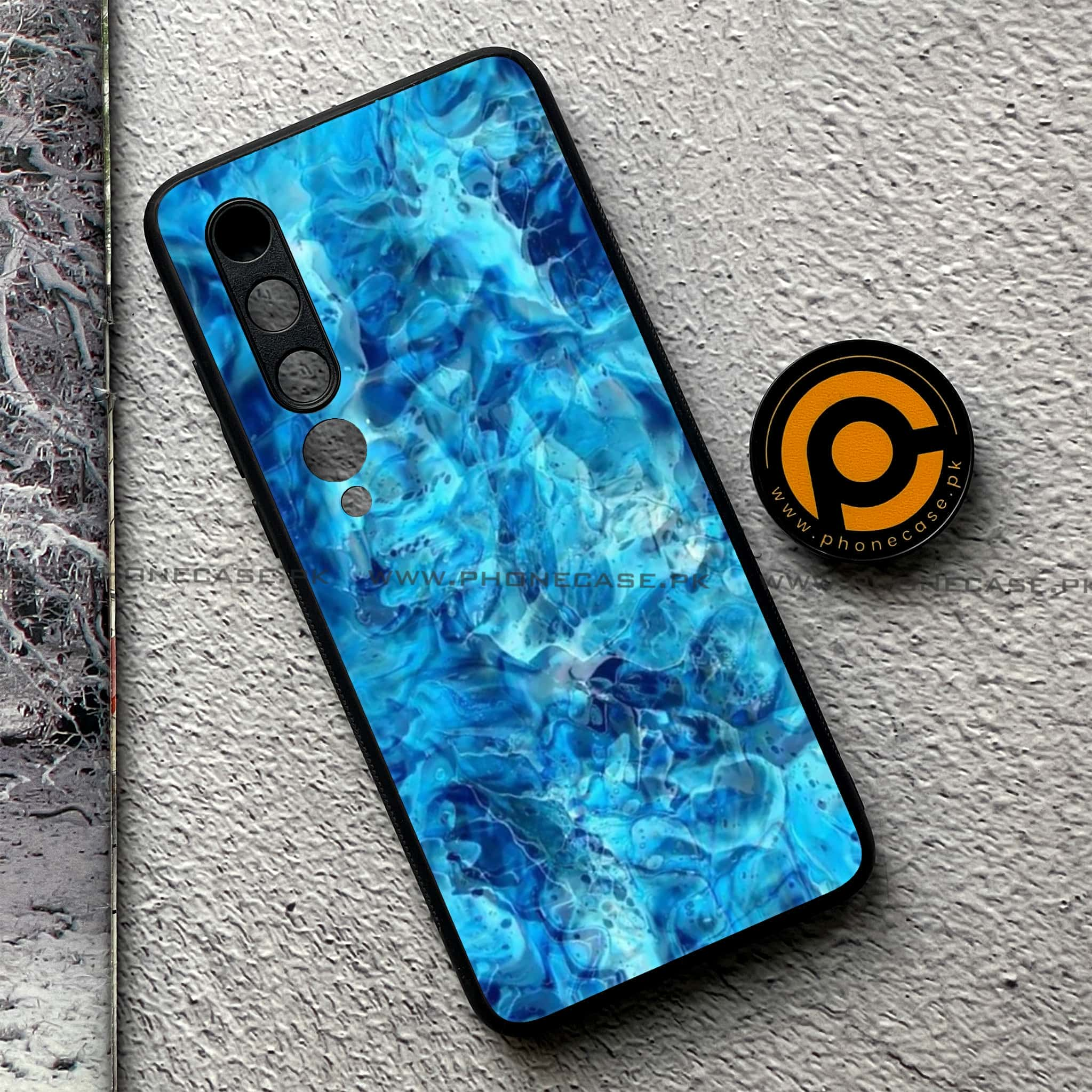 Xiaomi Mi 10 - Blue Marble Series - Premium Printed Glass soft Bumper shock Proof Case