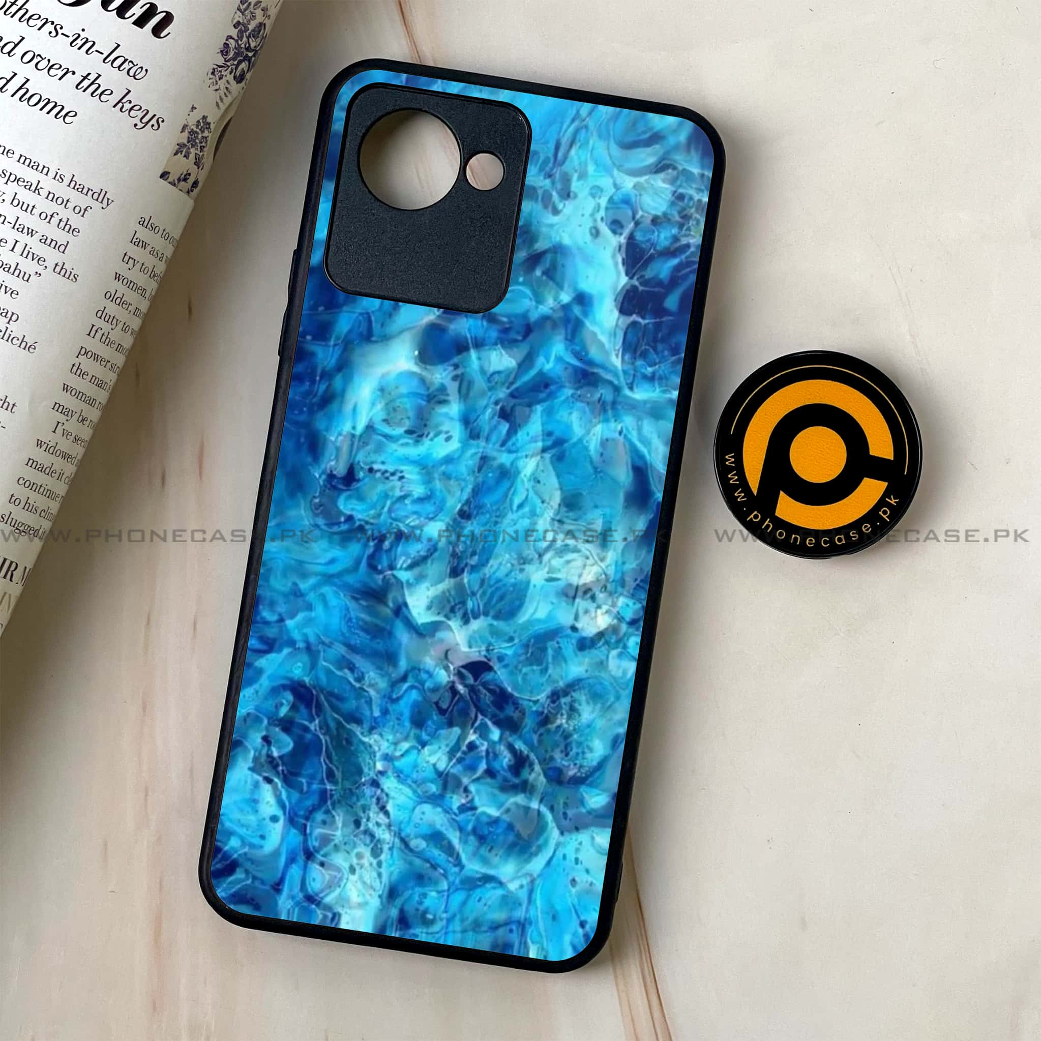 Realme C30 - Blue Marble Series - Premium Printed Glass soft Bumper shock Proof Case