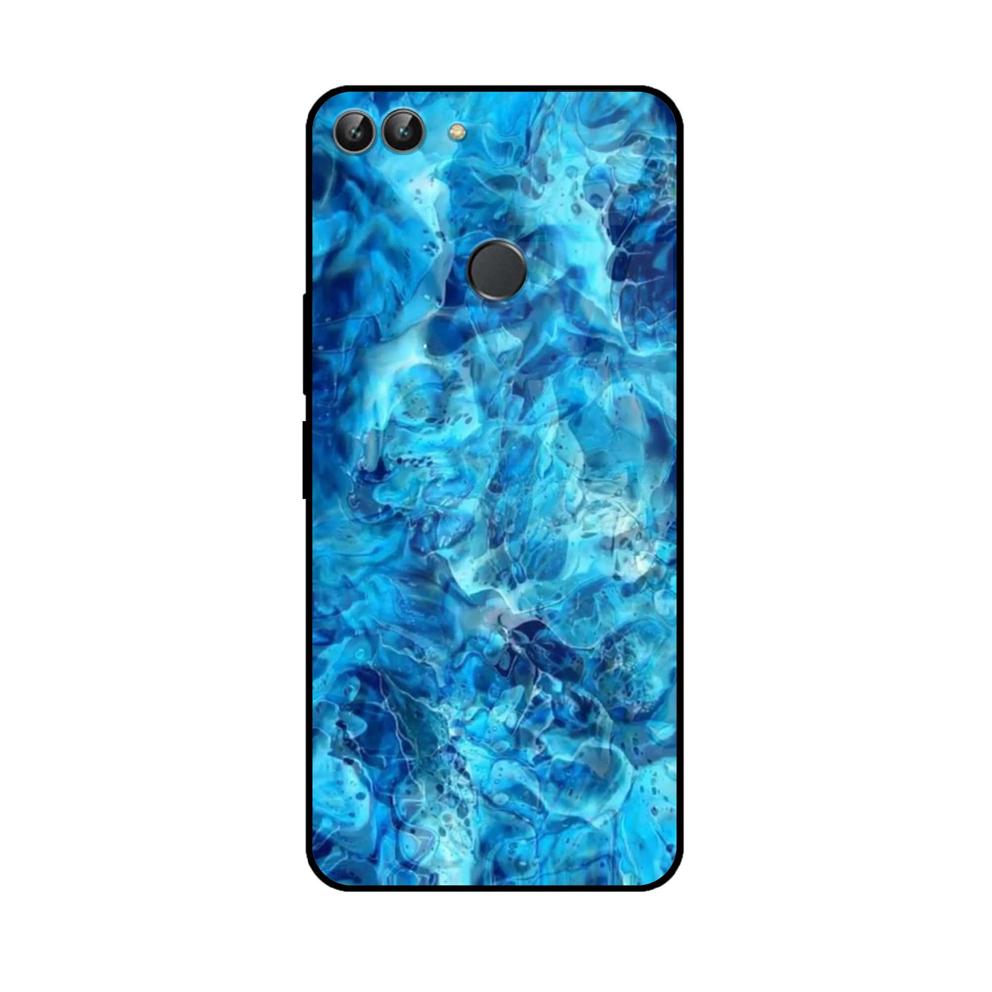 Huawei P Smart - Blue Marble Series - Premium Printed Glass soft Bumper shock Proof Case