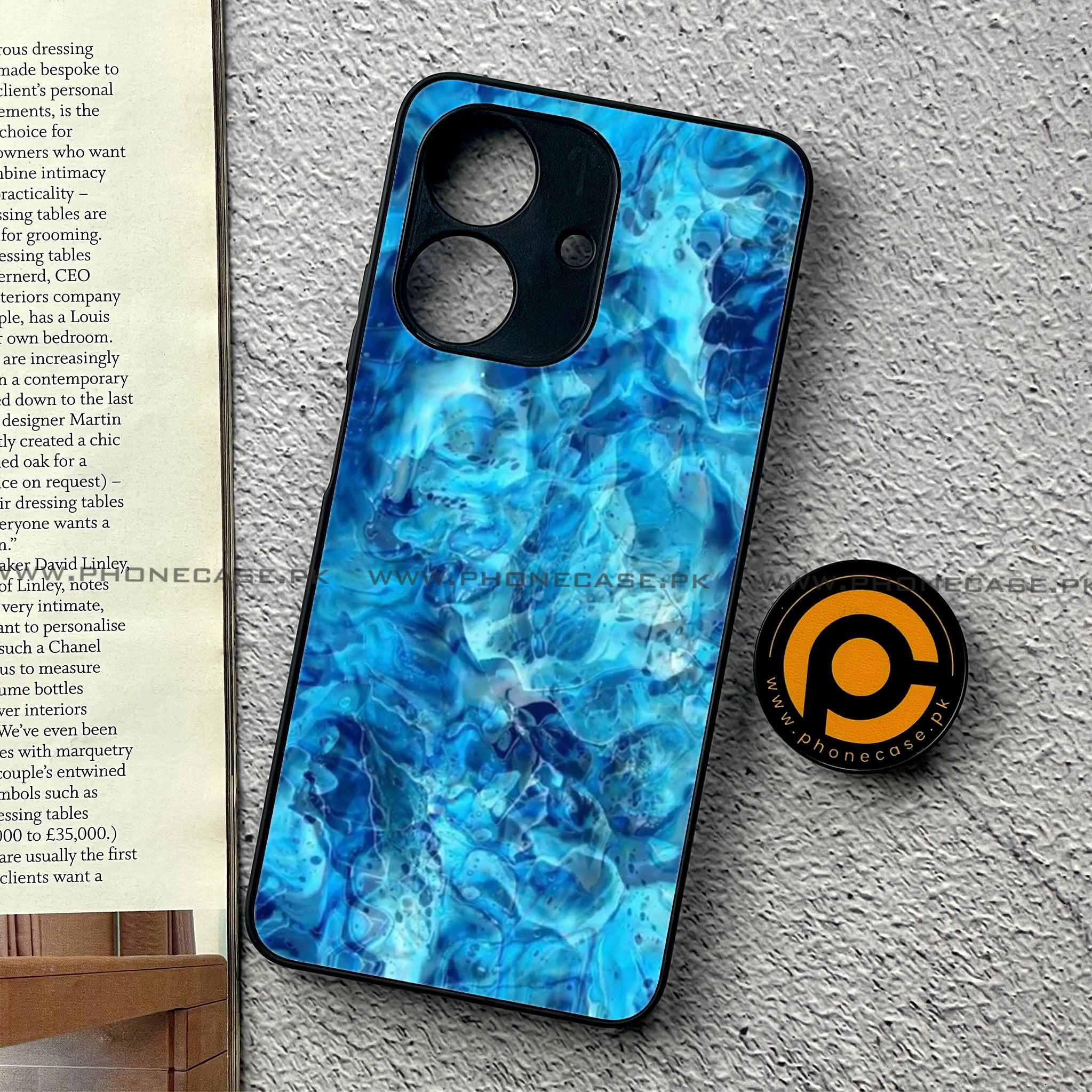 Realme Note 60 - Blue Marble Series - Premium Printed Glass soft Bumper shock Proof Case