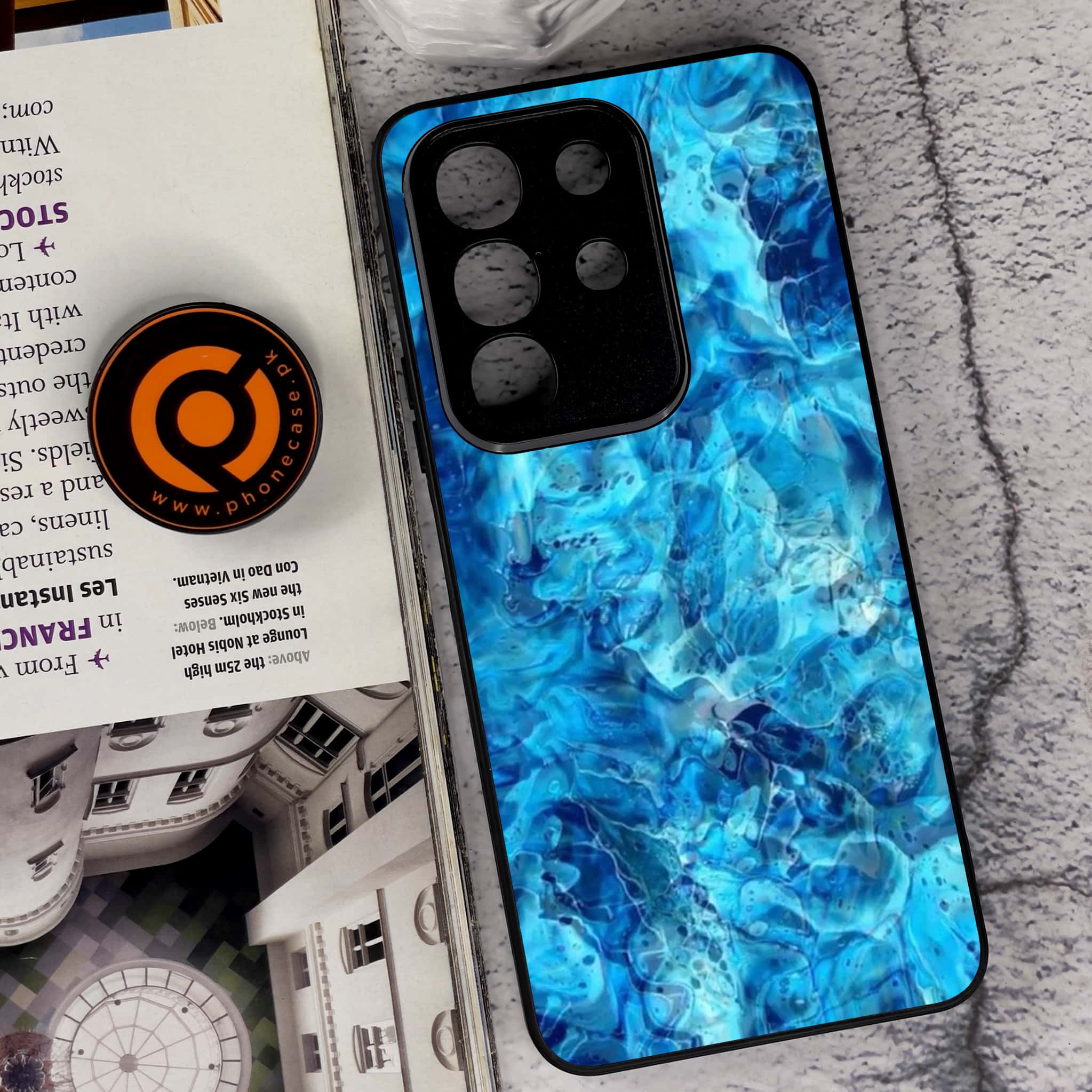 Vivo Y29 4G - Blue Marble Series - Premium Metal Printed soft Bumper Shock Proof Case