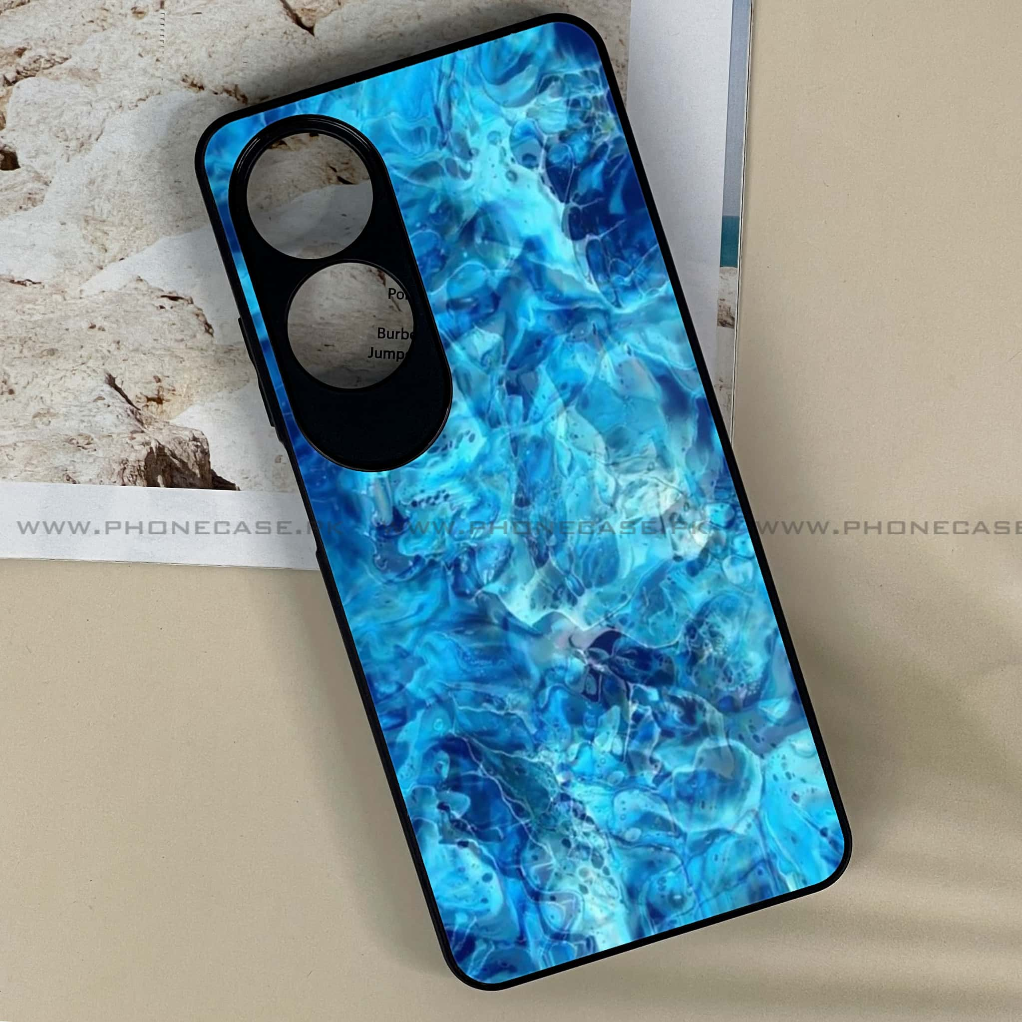 Oppo A60 - Blue Marble Series - Premium Printed Metal soft Bumper shock Proof Case