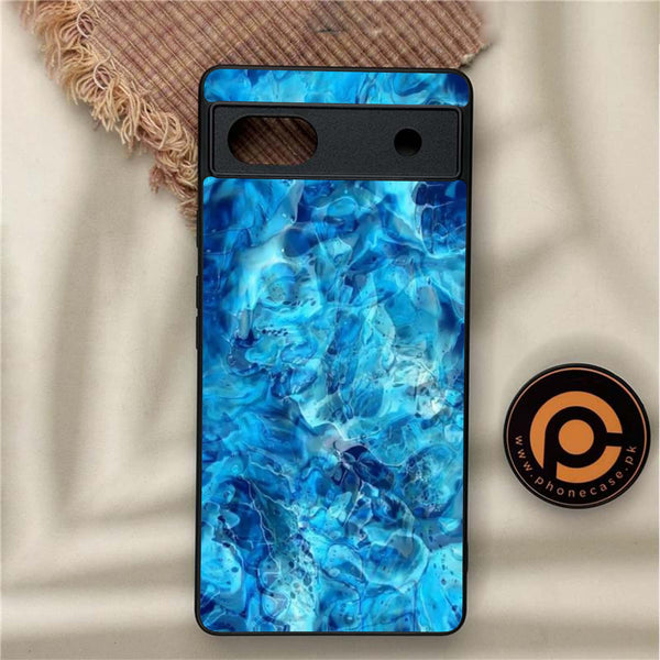 Google Pixel 6A - Blue Marble  Design 6 - Premium Metal Printed soft Bumper Shock Proof Case