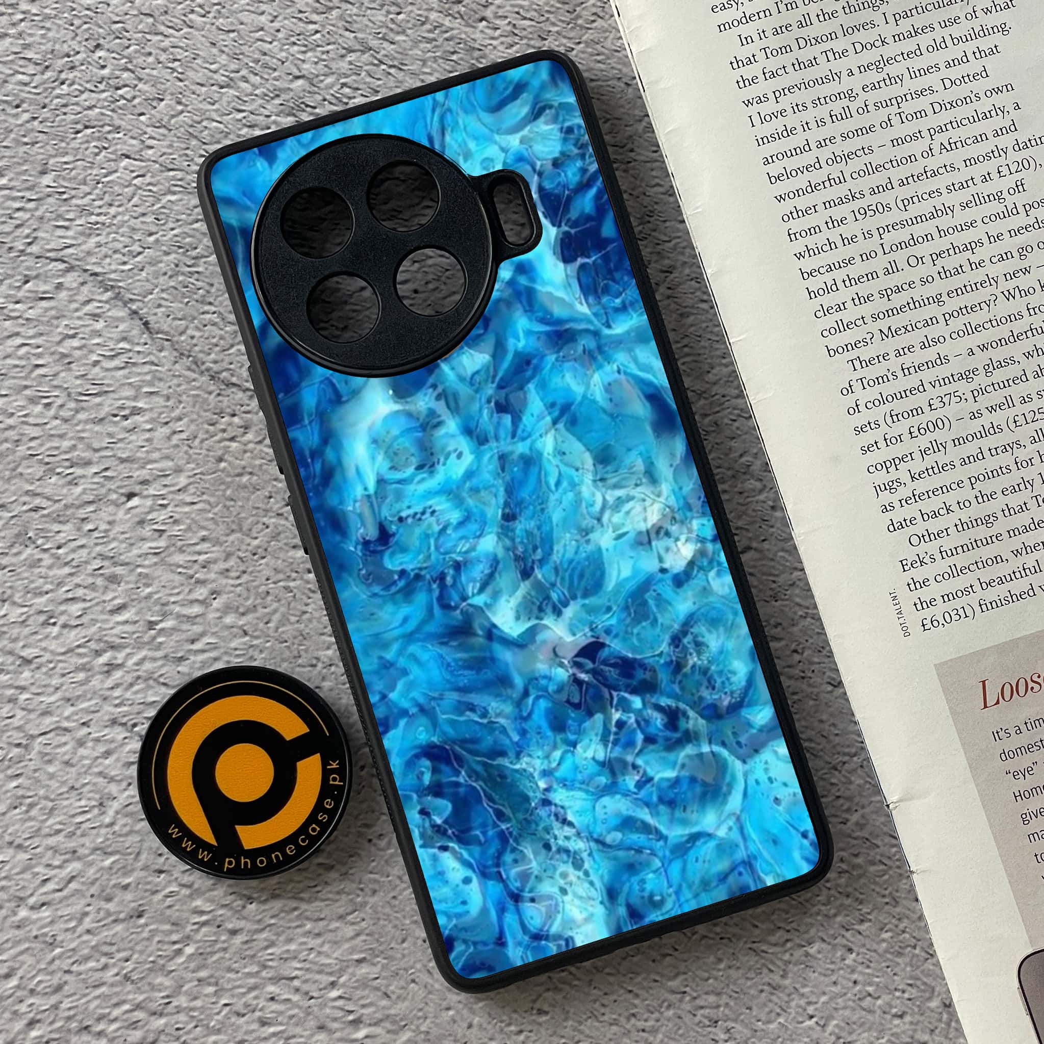 Tecno Spark 20 pro plus - Blue Marble Series - Premium Printed Glass soft Bumper shock Proof Case