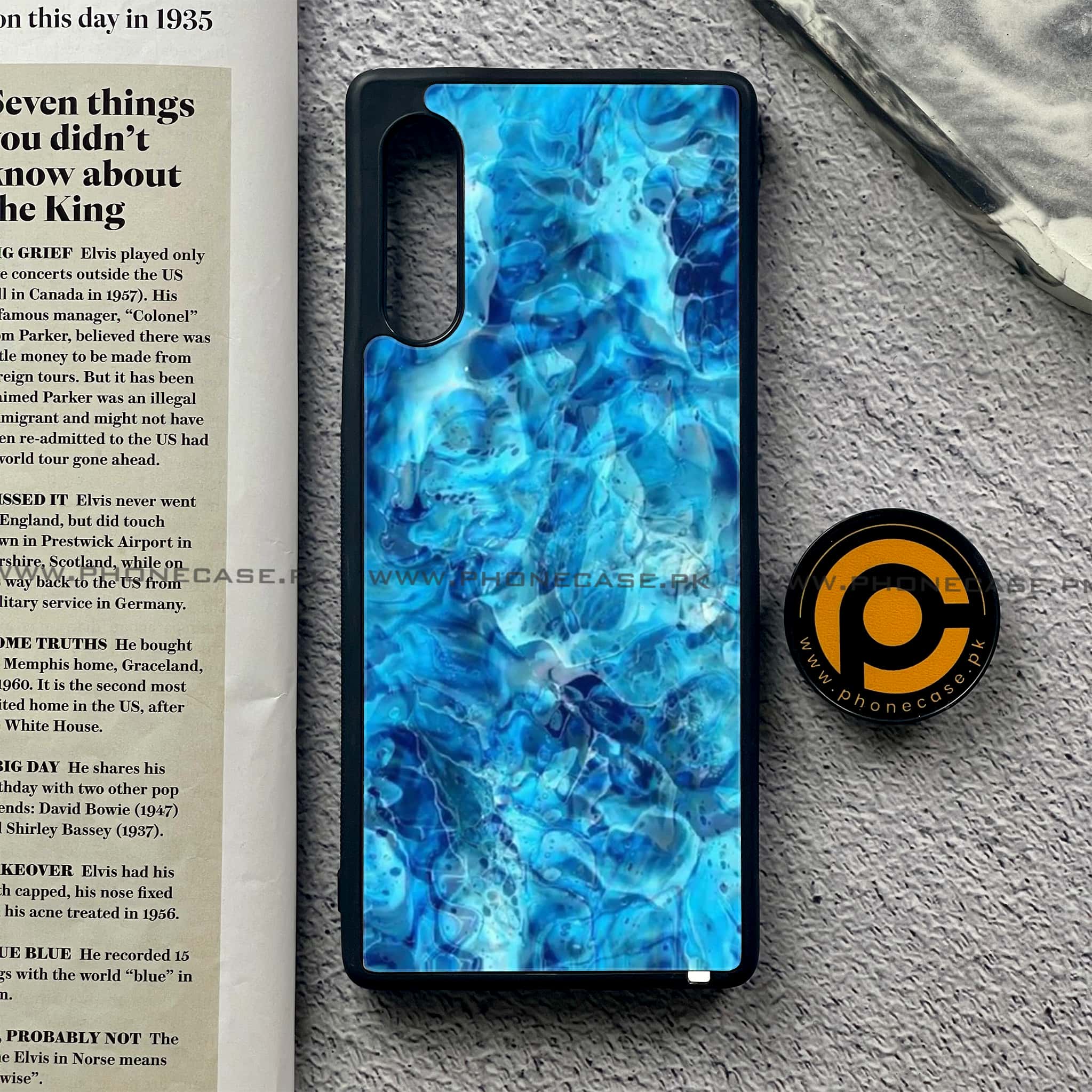 LG G9 - Blue Marble Series - Premium Printed Glass soft Bumper shock Proof Case