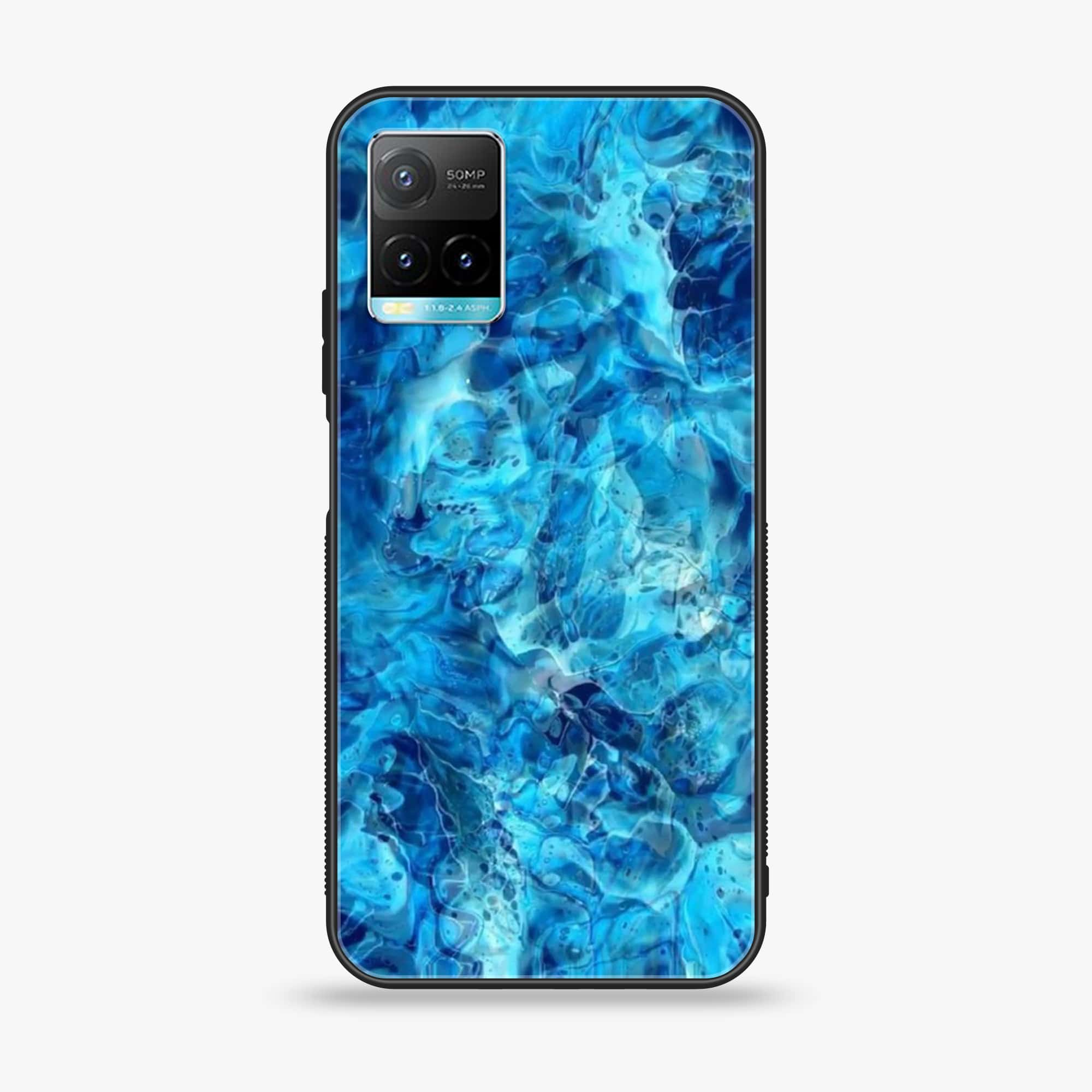 Vivo Y33T - Blue Marble Series - Premium Printed Glass soft Bumper shock Proof Case