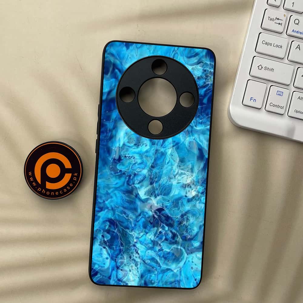 HONOR X9b 5G - Blue Marble Series - Premium Metal  Printed soft Bumper shock Proof Case