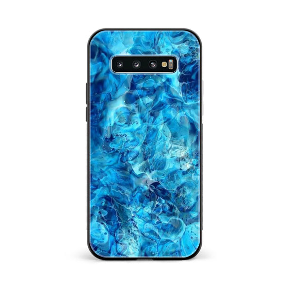 Galaxy S10 Plus - Blue Marble Design 6 - Premium Printed Glass soft Bumper shock Proof Case  CS-33444