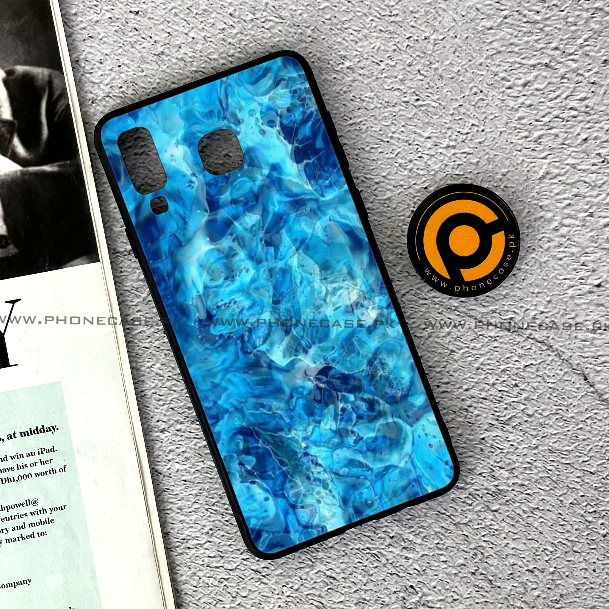 Samsung Galaxy A8 Star(A9 Star) - Blue Marble Series - Premium Printed Glass soft Bumper shock Proof Case