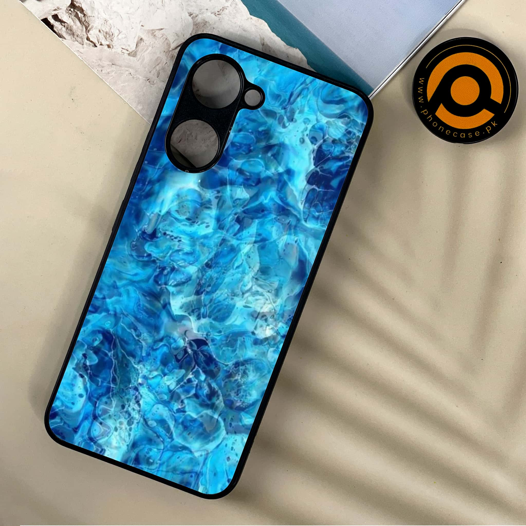 Vivo Y03 - Blue Marble Series - Premium Printed Metal soft Bumper shock Proof Case