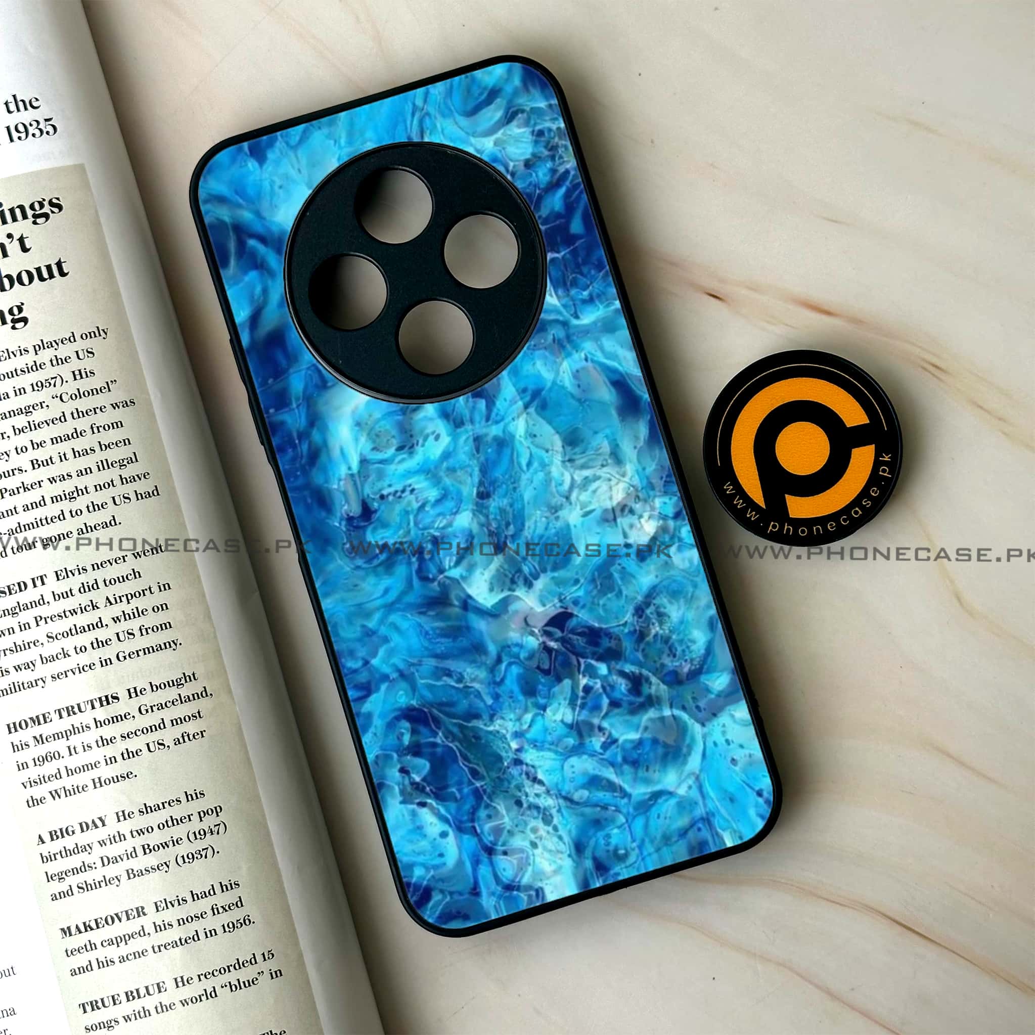 Oppo F27 Pro - Blue Marble Series - Premium Metal Printed soft Bumper Shock Proof Case