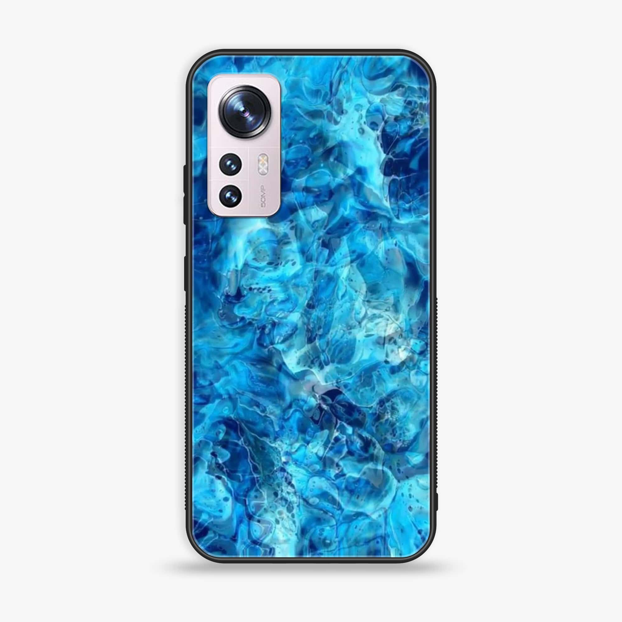 Xiaomi 12 Pro Blue Marble Series  Premium Printed Glass soft Bumper shock Proof Case