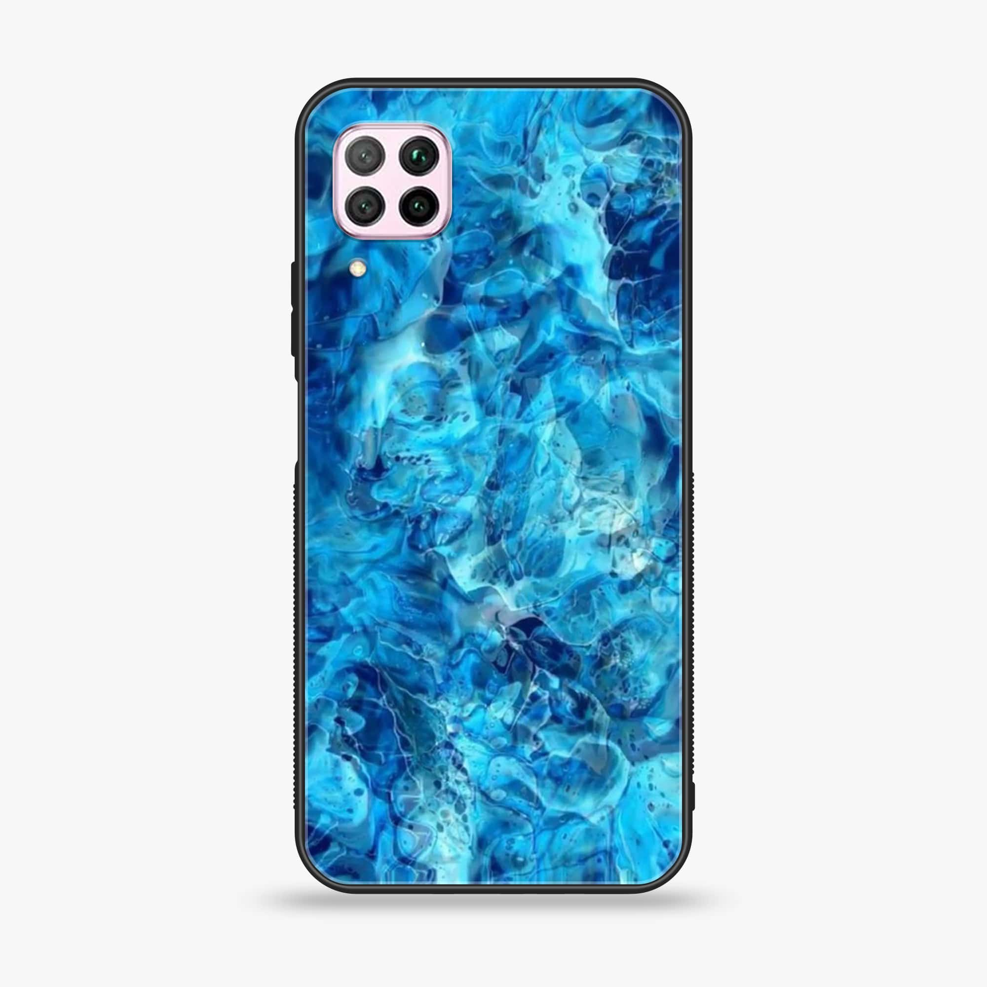 Huawei Nova 7i - Blue Marble Series - Premium Printed Glass soft Bumper shock Proof Case