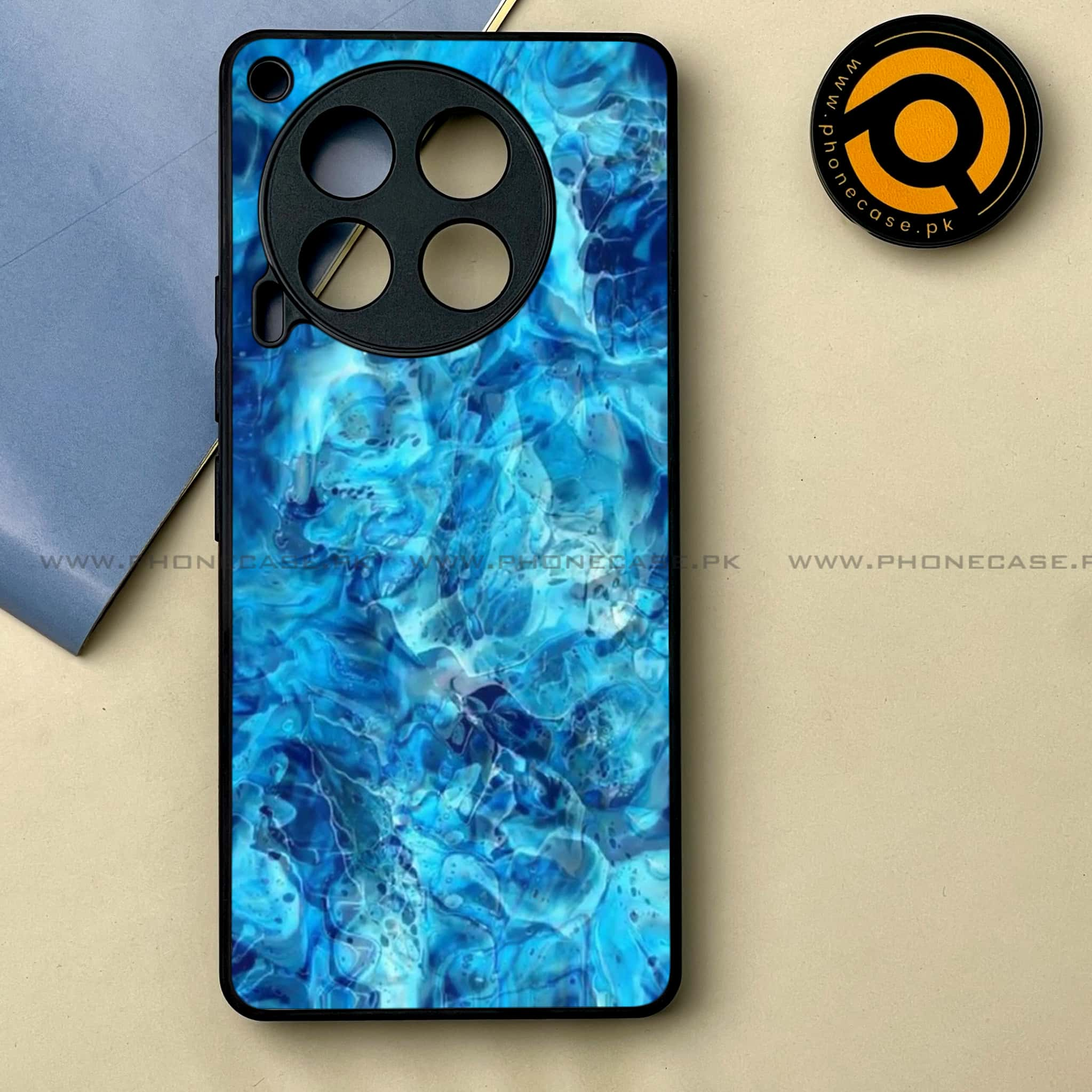 Tecno Camon 30 - Blue Marble Series -  Premium Printed Metal soft Bumper shock Proof Case