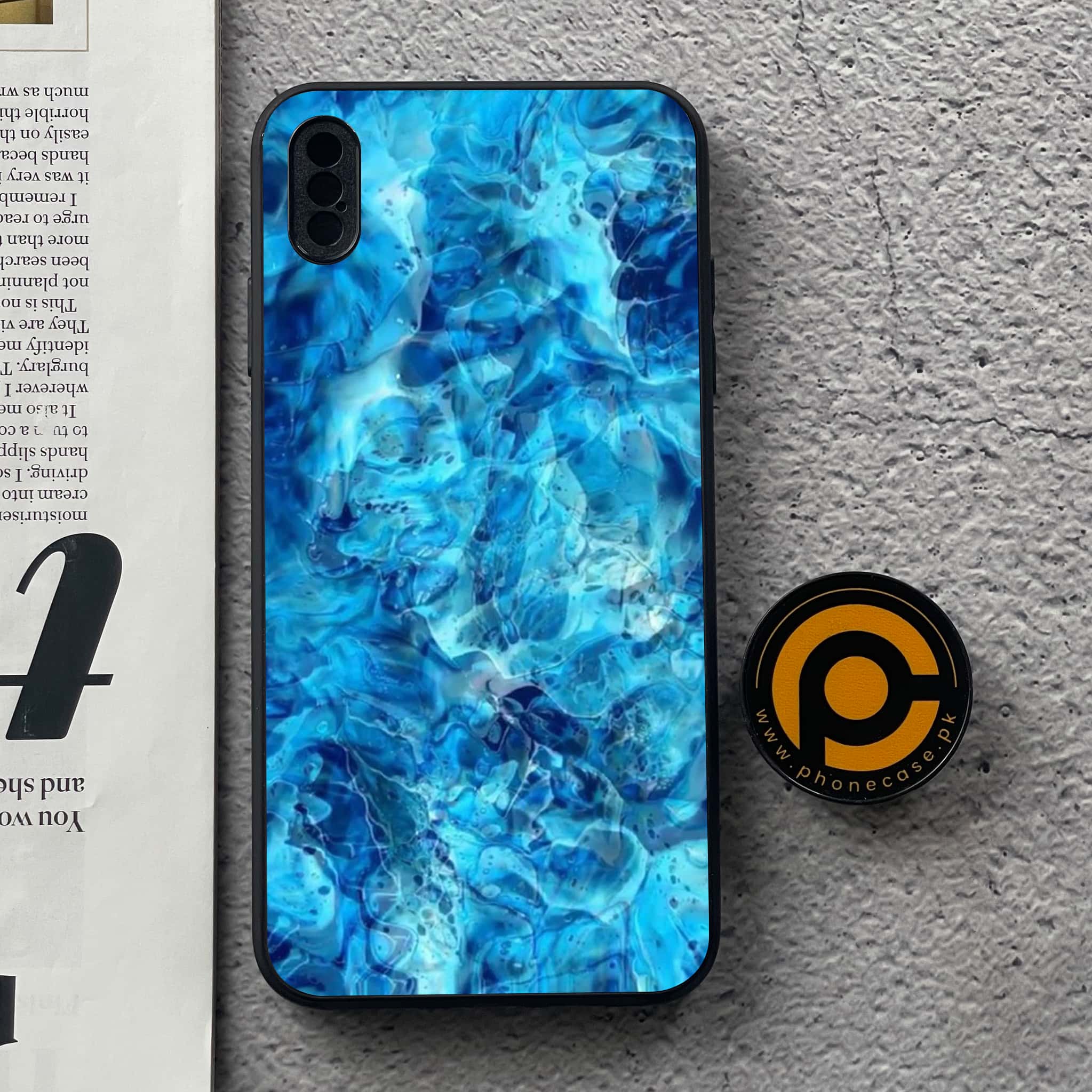iPhone Xs Max - Blue Marble Series - Premium Metal Printed soft Bumper shock Proof Case