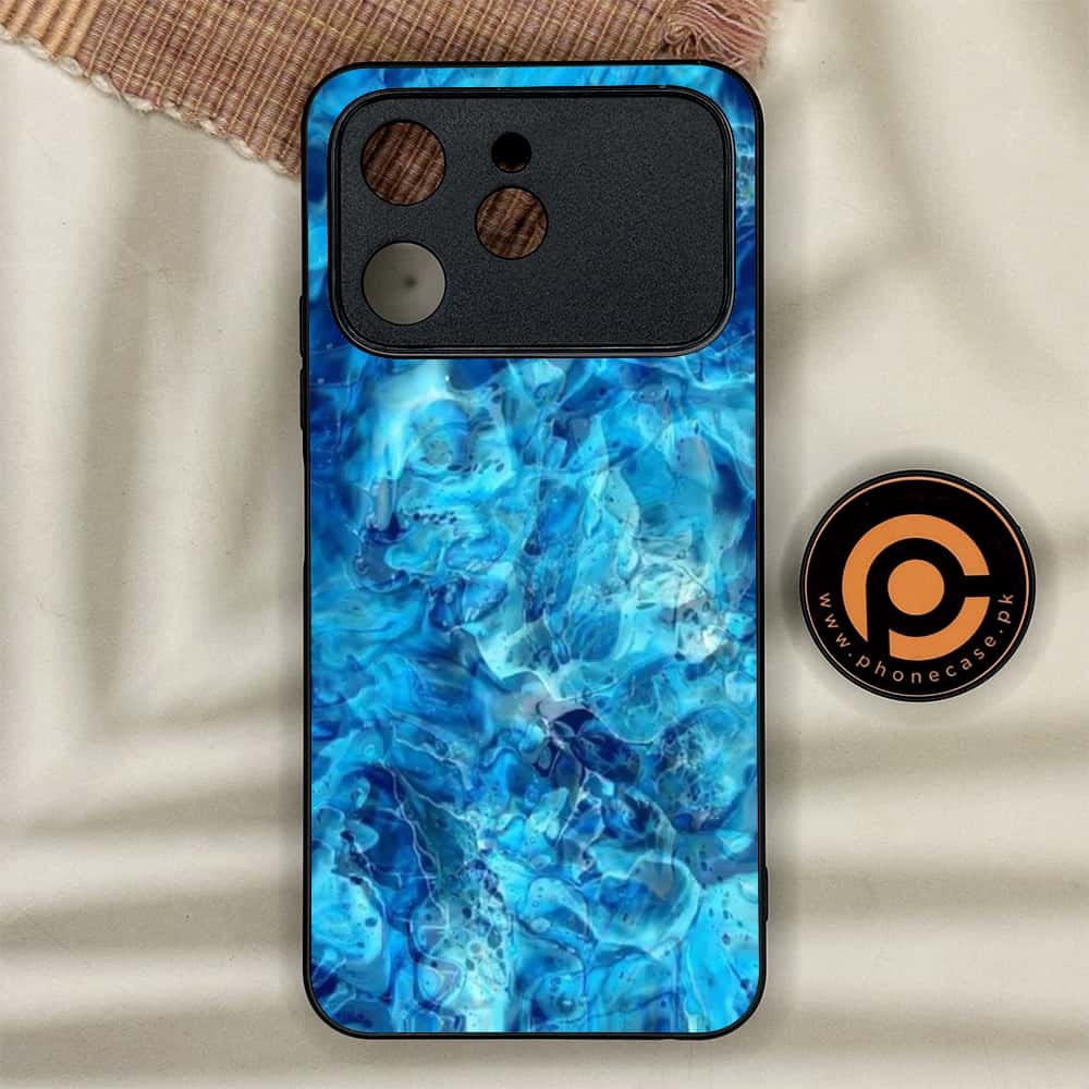 Tecno Spark 40 - Blue Marble Series - Premium Metal Printed soft Bumper shock Proof Case