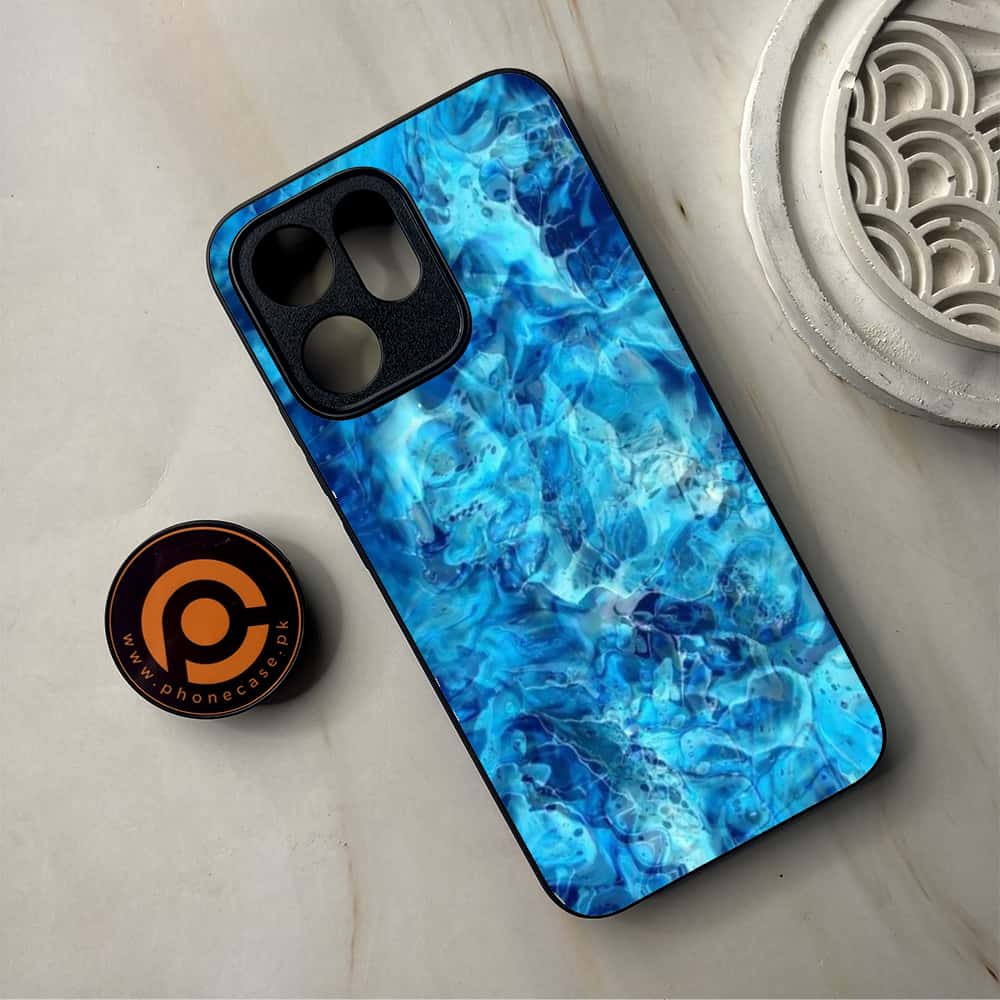 Oppo Reno 14F - Blue Marble Series - Premium Metal Printed Soft Bumper Shockproof Case