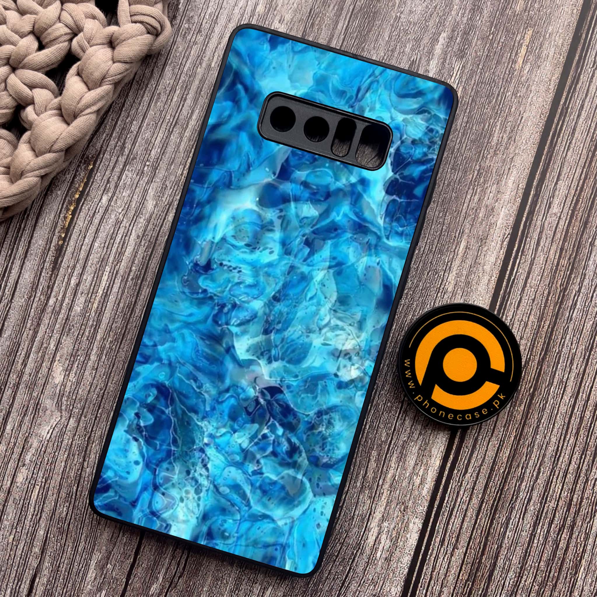 Samsung Galaxy Note 8 - Blue Marble Series - Premium Metal Printed soft Bumper shock Proof Case