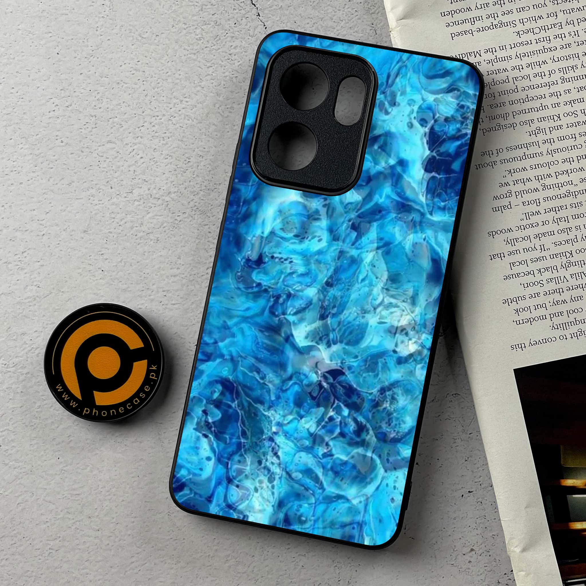 Oppo Reno 13F - Blue Marble Series - Premium Metal Printed Soft Bumper Shockproof Case