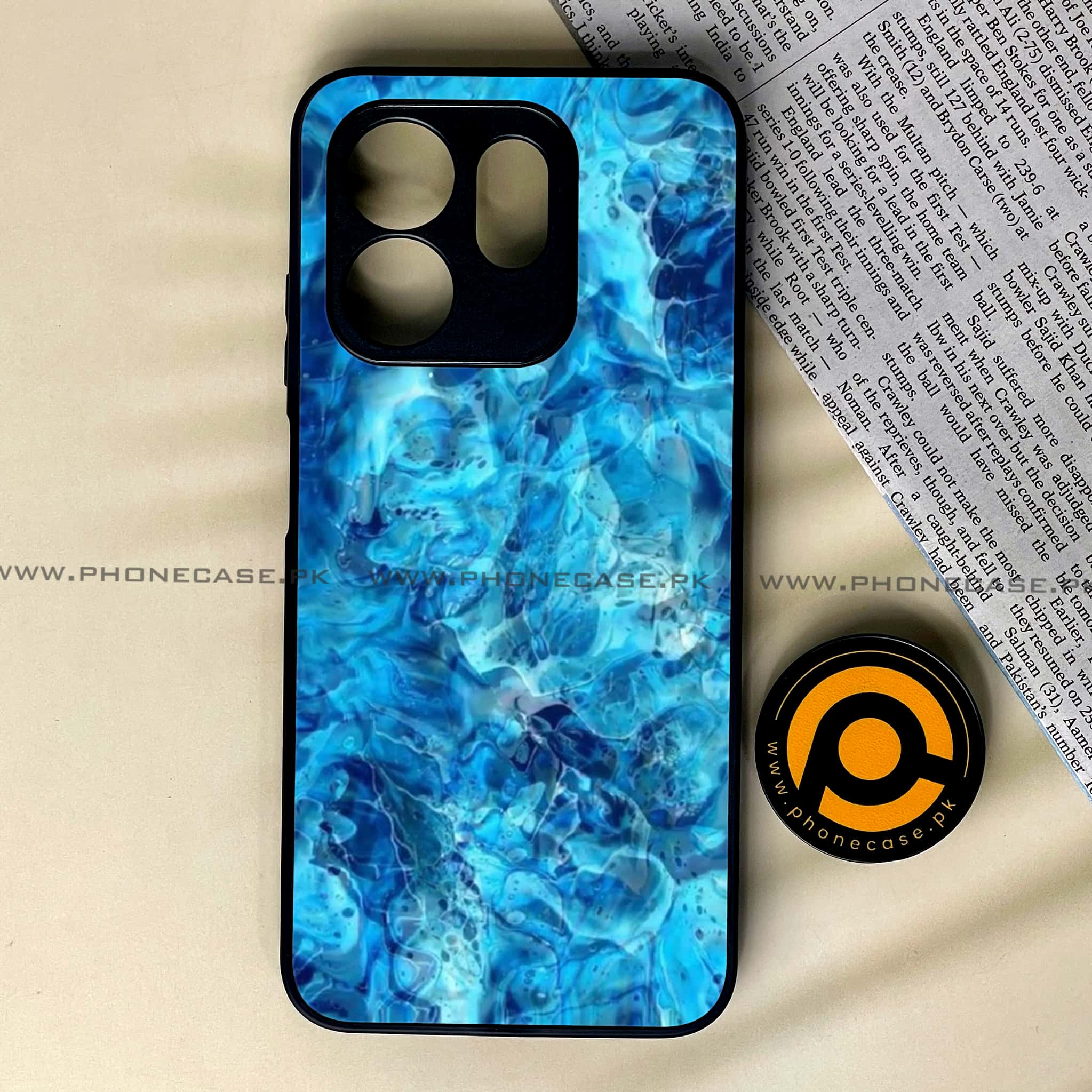 Infinix Smart 9 HD - Blue Marble Series - Premium Metal Printed soft Bumper shock Proof Case