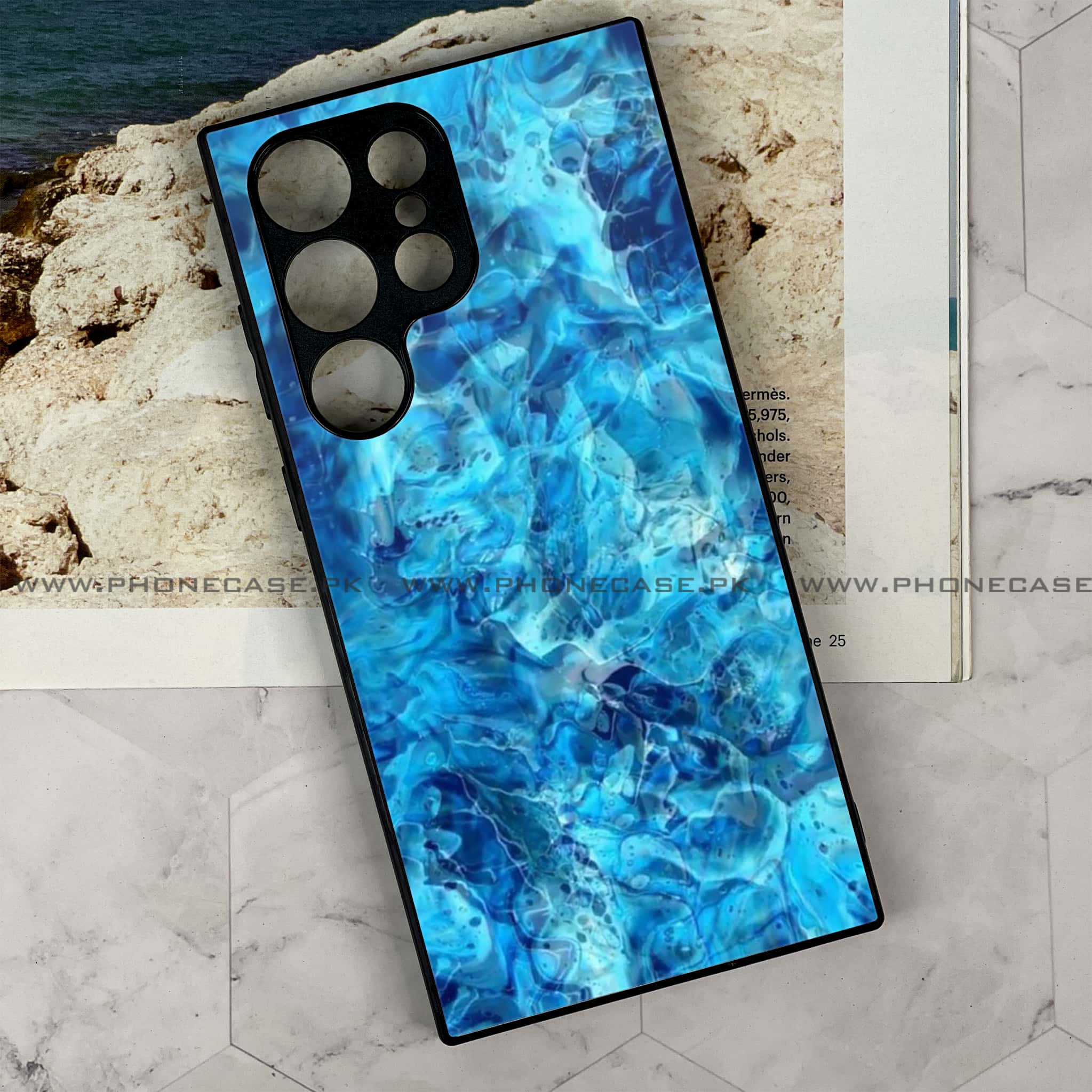 Samsung Galaxy S24 Ultra - Blue Marble Series - Premium Metal Printed soft Bumper shock Proof Case