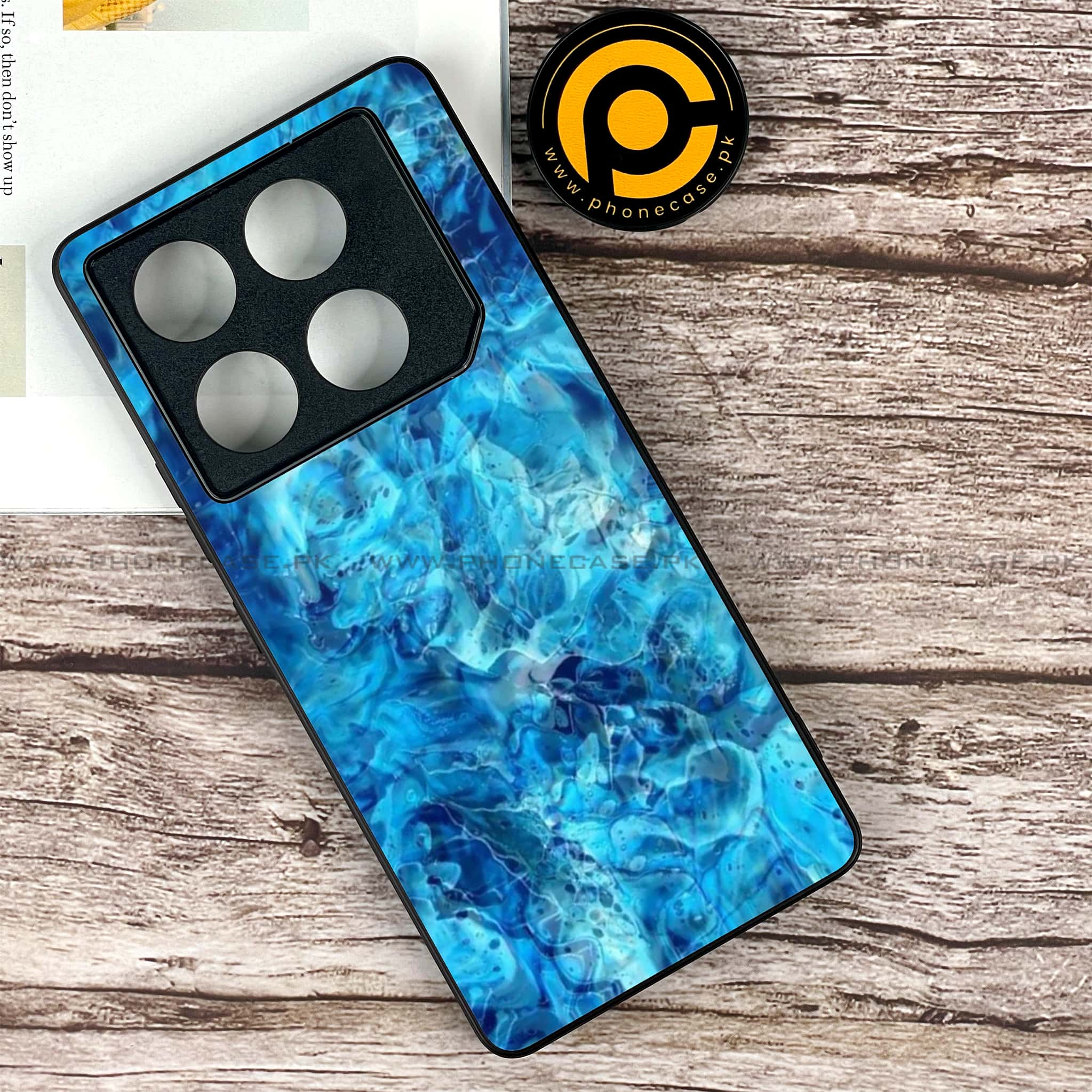 Infinix GT 20 Pro - Blue Marble Series - Premium Printed Glass soft Bumper shock Proof Case