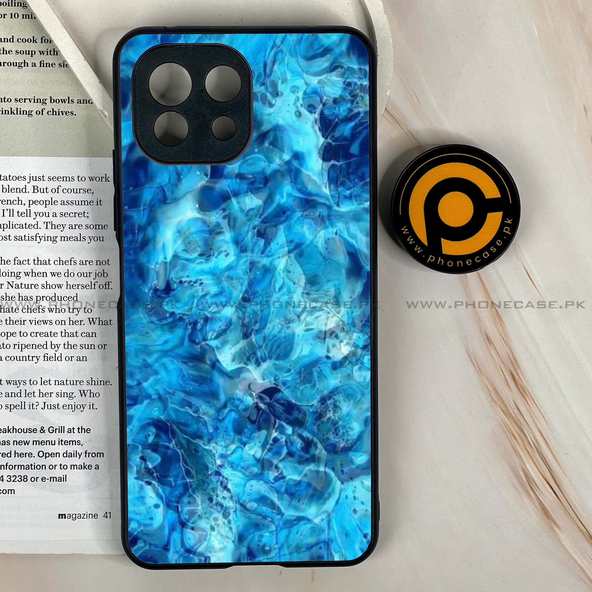 Mi 11 Lite - Blue Marble Series - Premium Printed Glass soft Bumper shock Proof Case