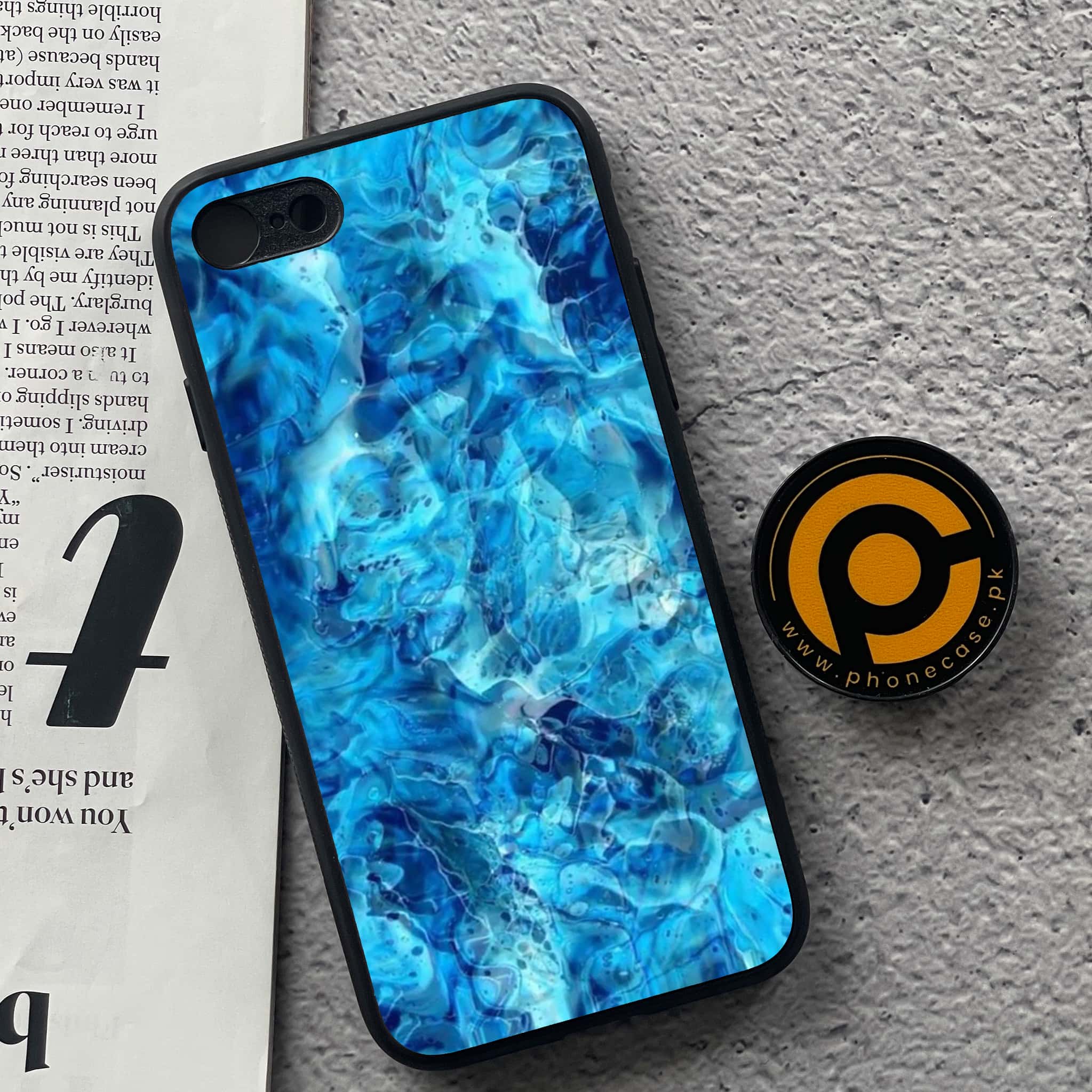 iPhone 7 / 8 - Blue Marble Series - Premium Printed Glass soft Bumper shock Proof Case
