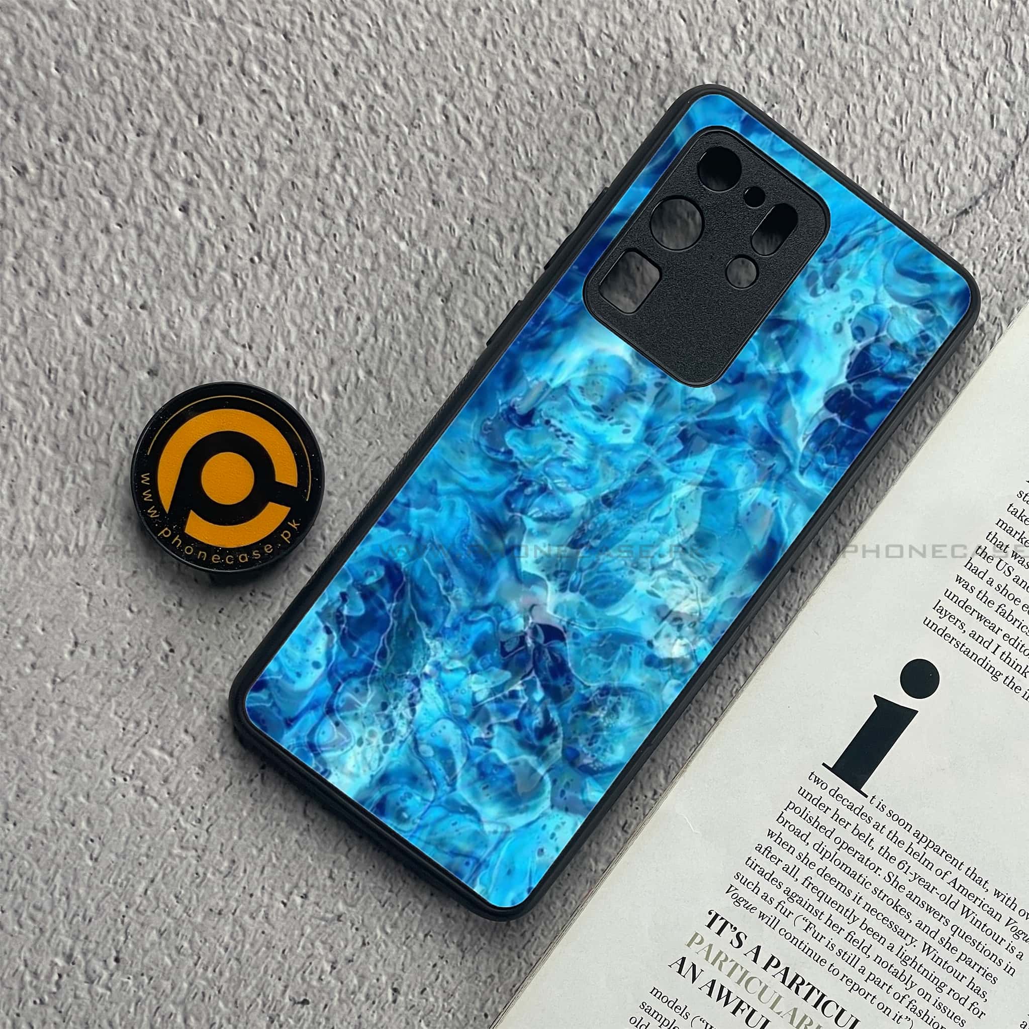 Samsung Galaxy S20 Ultra - Blue Marble Series - Premium Printed Glass soft Bumper shock Proof Case