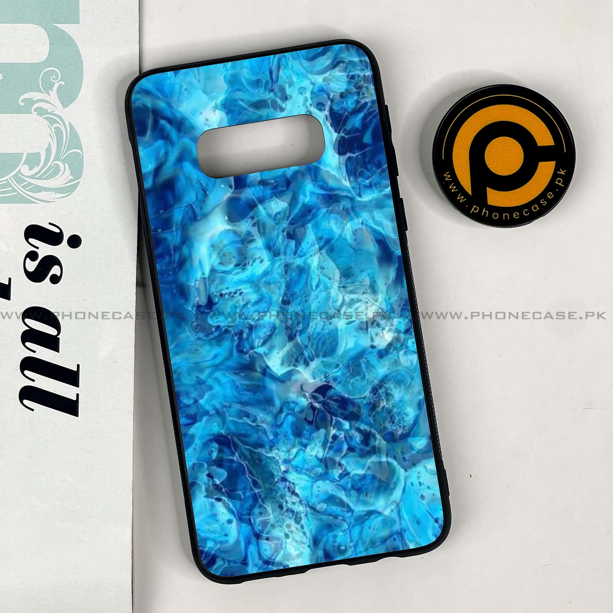 Galaxy S10e - Blue Marble Series - Premium Printed Glass soft Bumper shock Proof Case