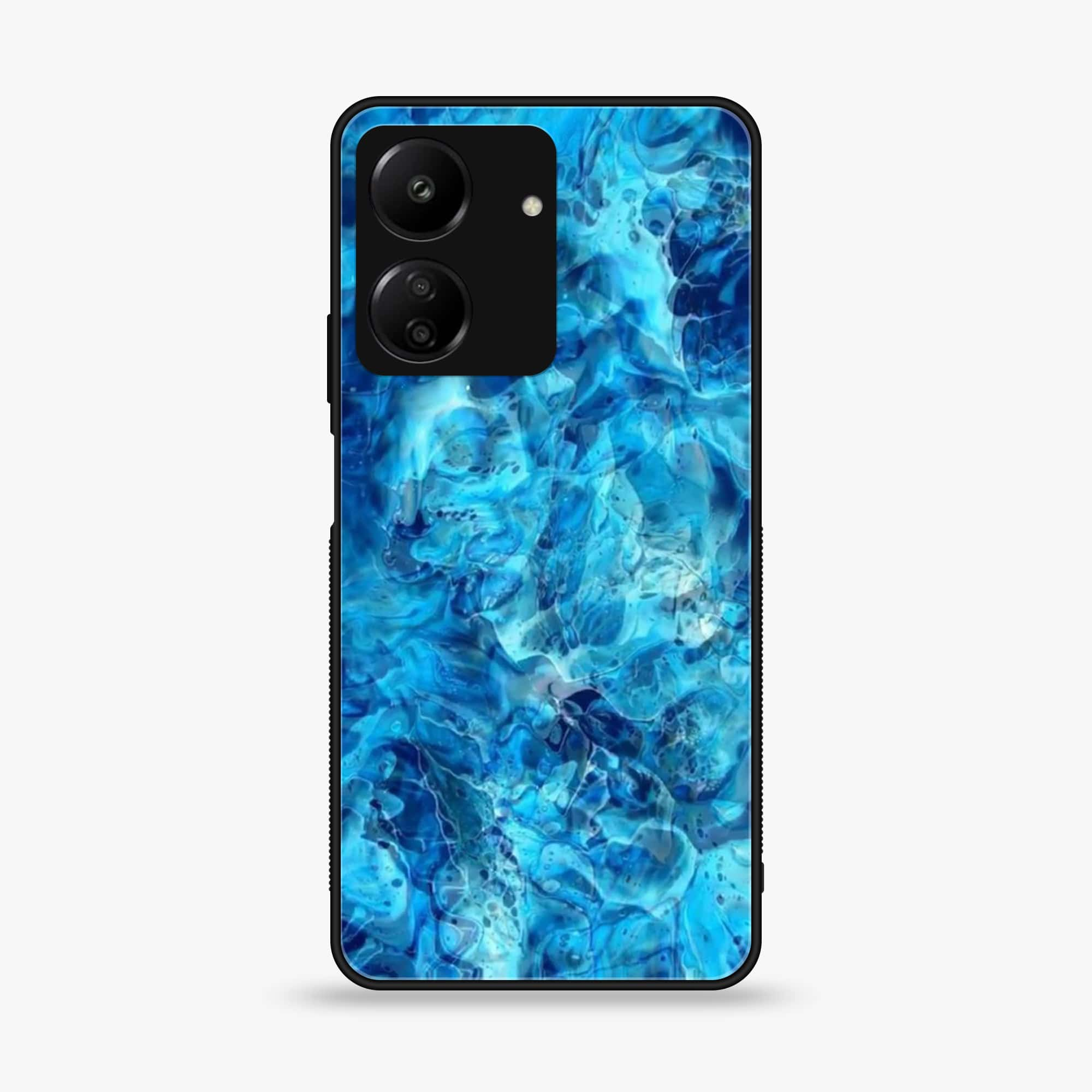 Xiaomi Poco C65 - Blue Marble Series - Premium Printed Glass soft Bumper shock Proof Case