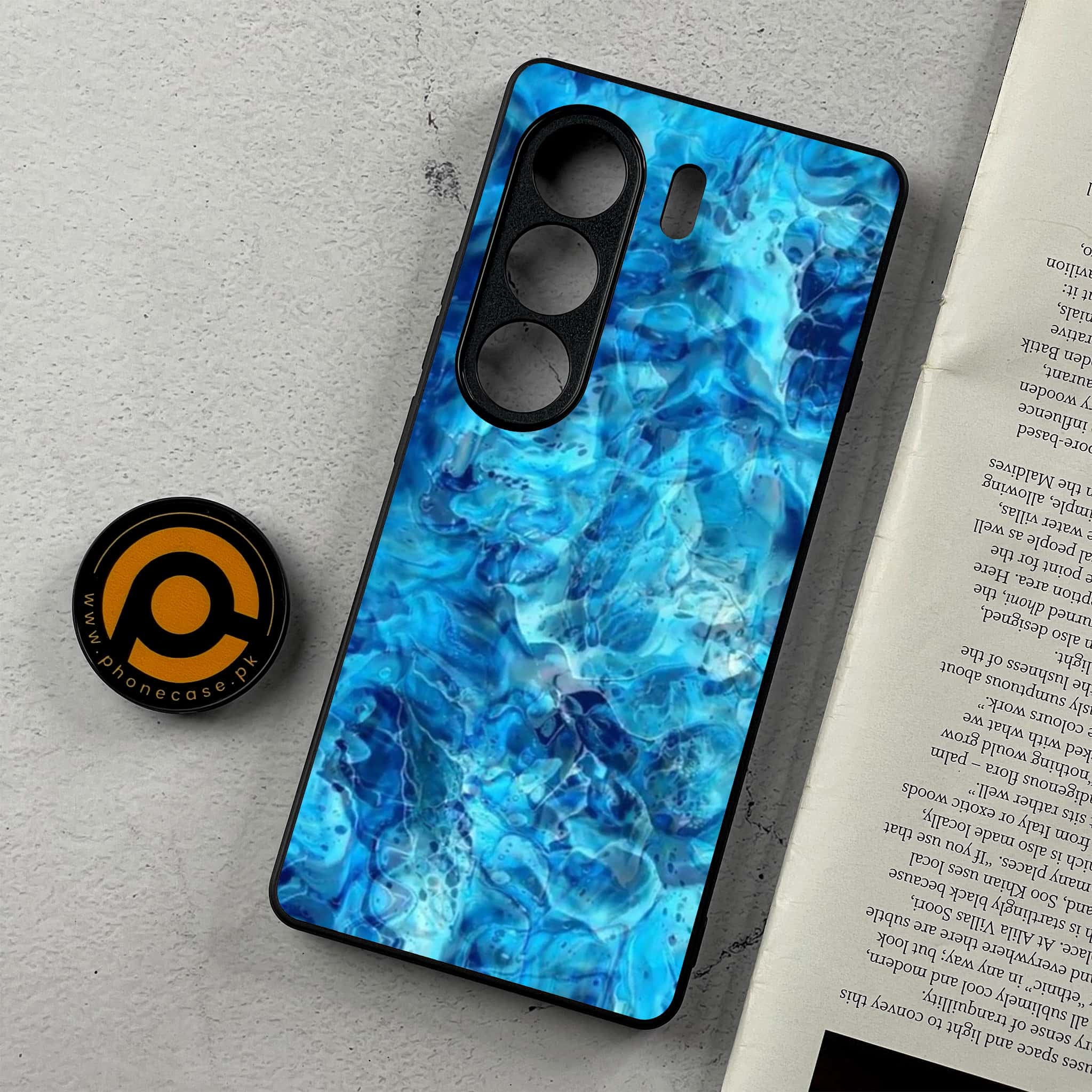 Tecno Camon 40 - Blue Marble Series  - Premium Metal Printed Soft Bumper Shockproof Case