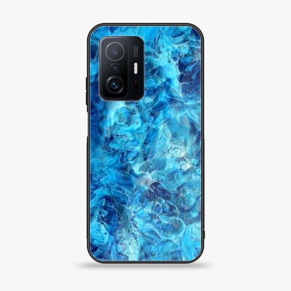 Xiaomi 11T/ 11T Pro - Blue Marble Design 6 - Premium Printed Glass soft Bumper shock Proof Case  CS-25257