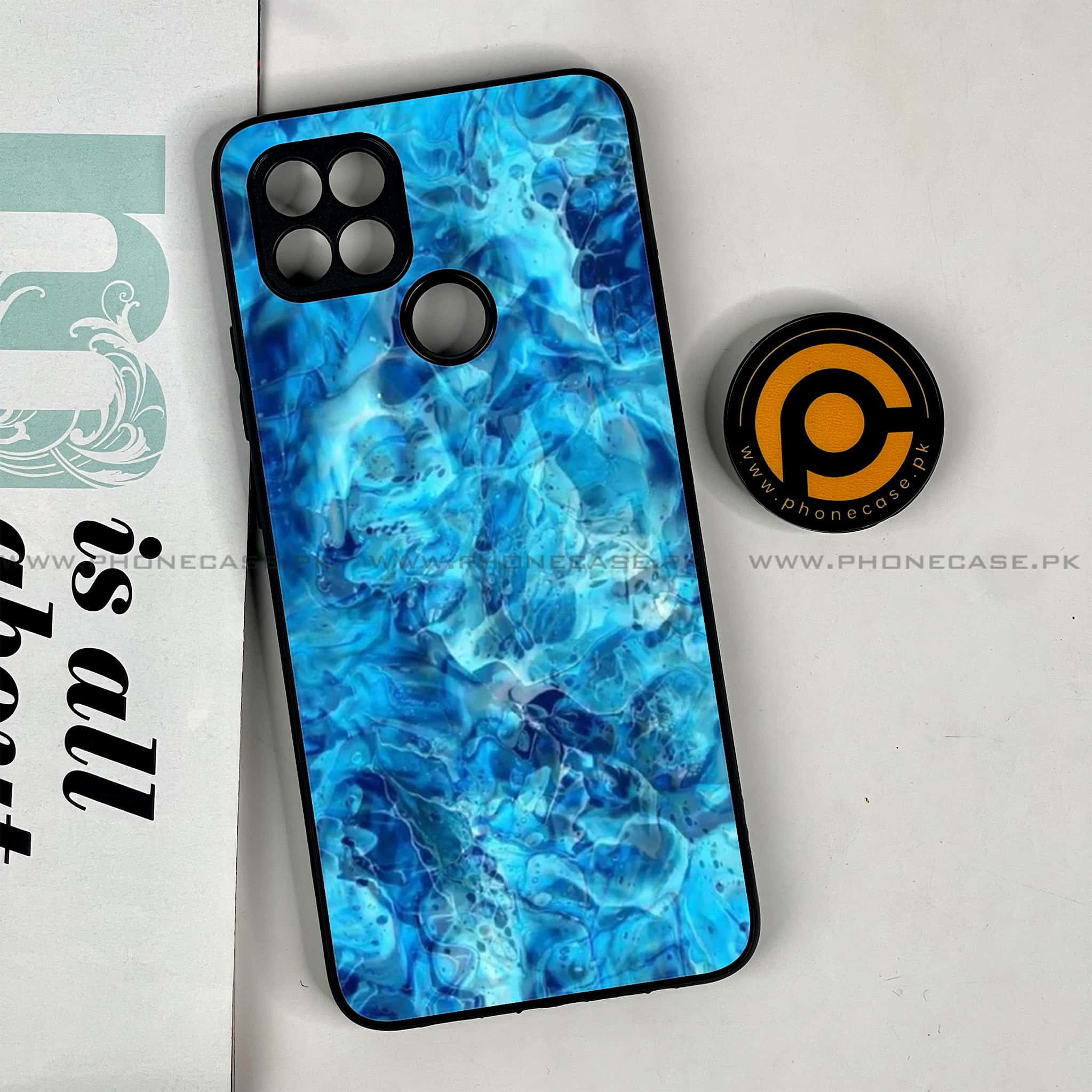 Oppo A15s - Blue Marble Series - Premium Printed Glass soft Bumper shock Proof Case