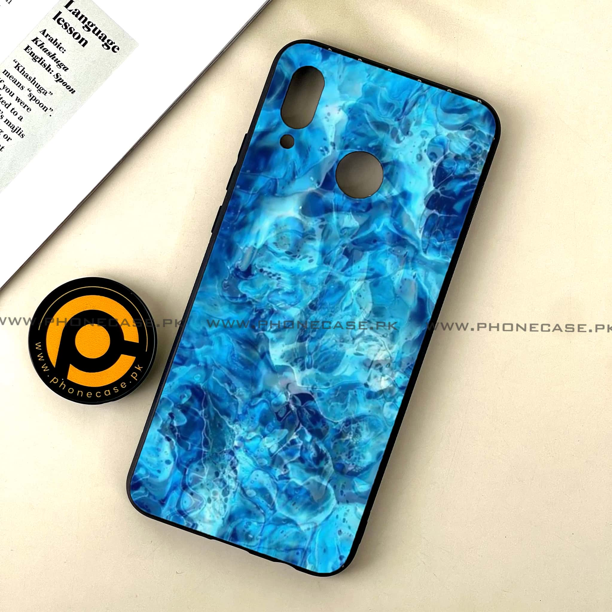 Huawei Nova 3 - Blue Marble Series - Premium Printed Glass soft Bumper shock Proof Case