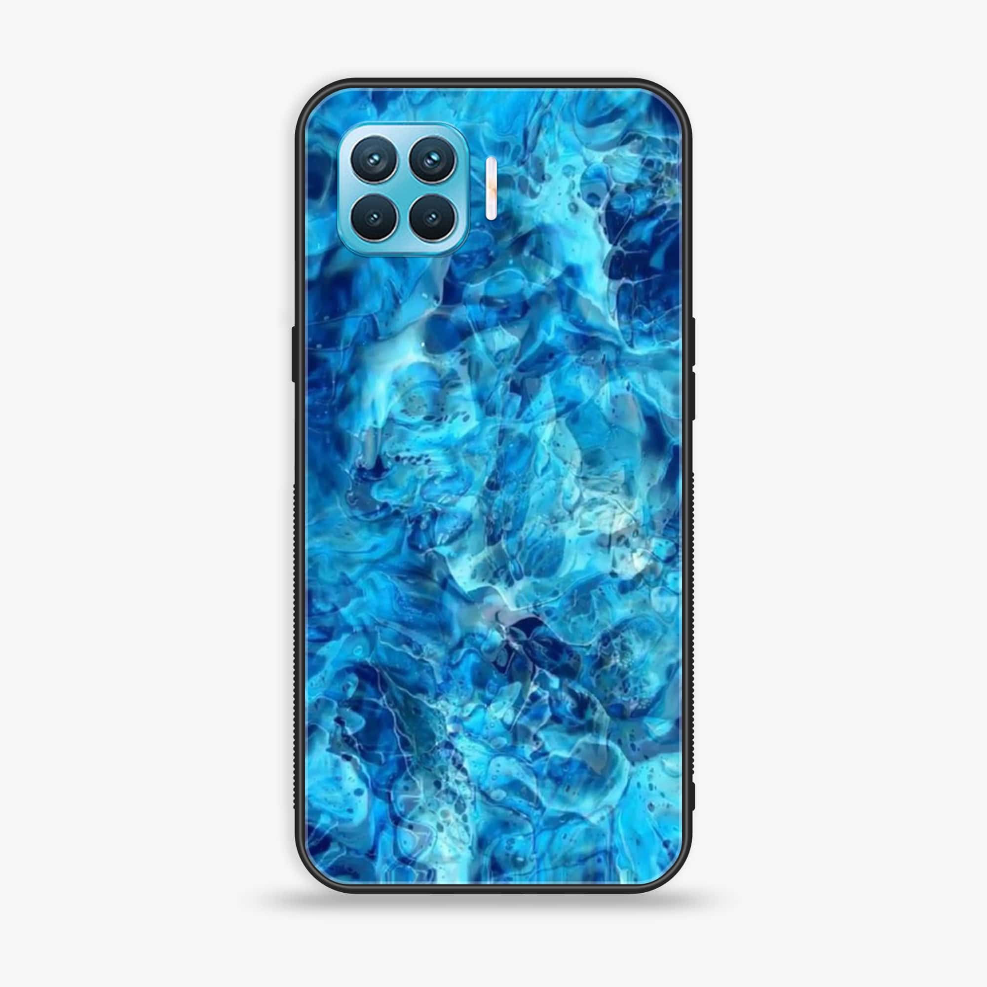 Oppo F17 - Blue Marble Series - Premium Printed Glass soft Bumper shock Proof Case
