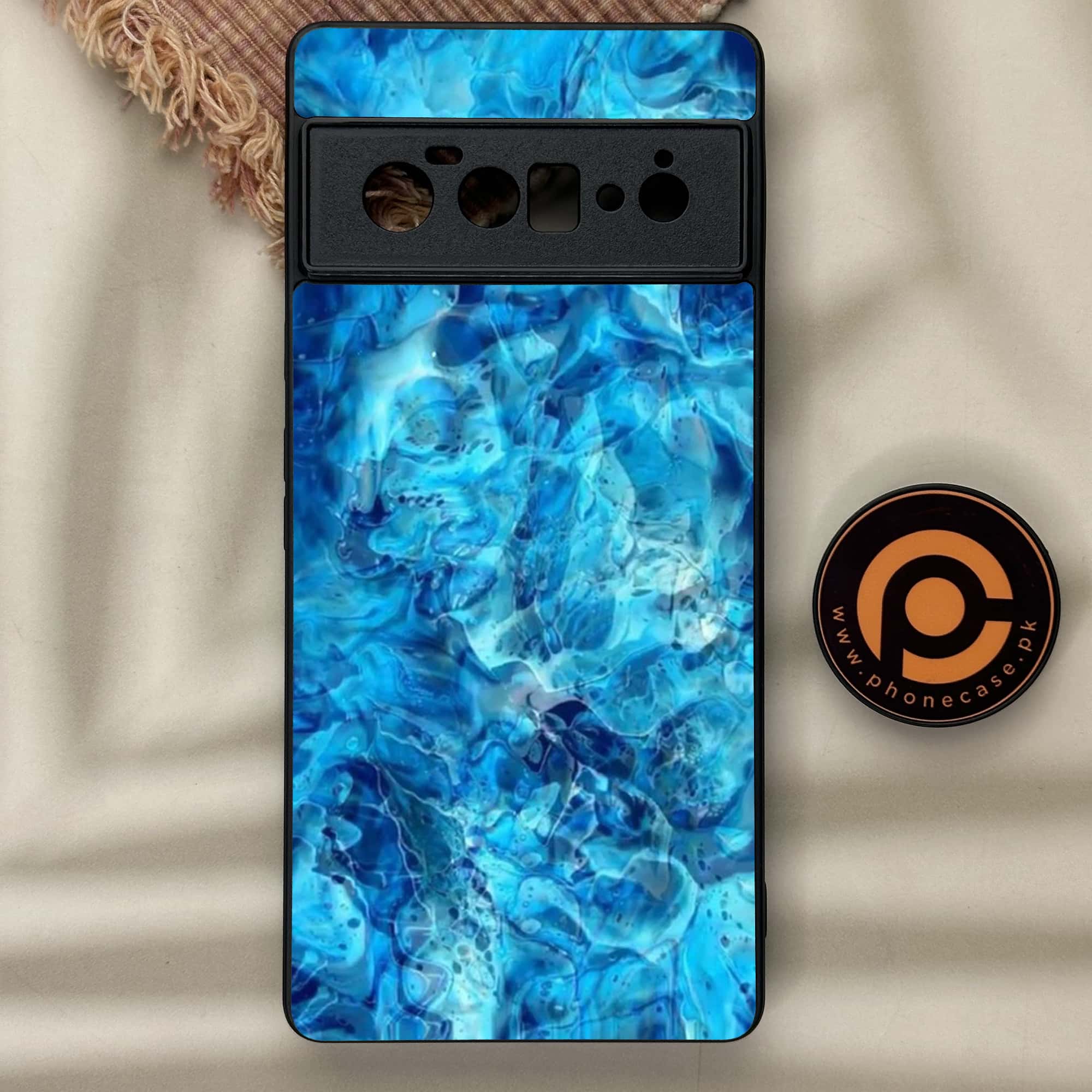 Google Pixel 6 Pro- Blue  Marble Series - Premium Metal Printed soft Bumper Shock Proof Case