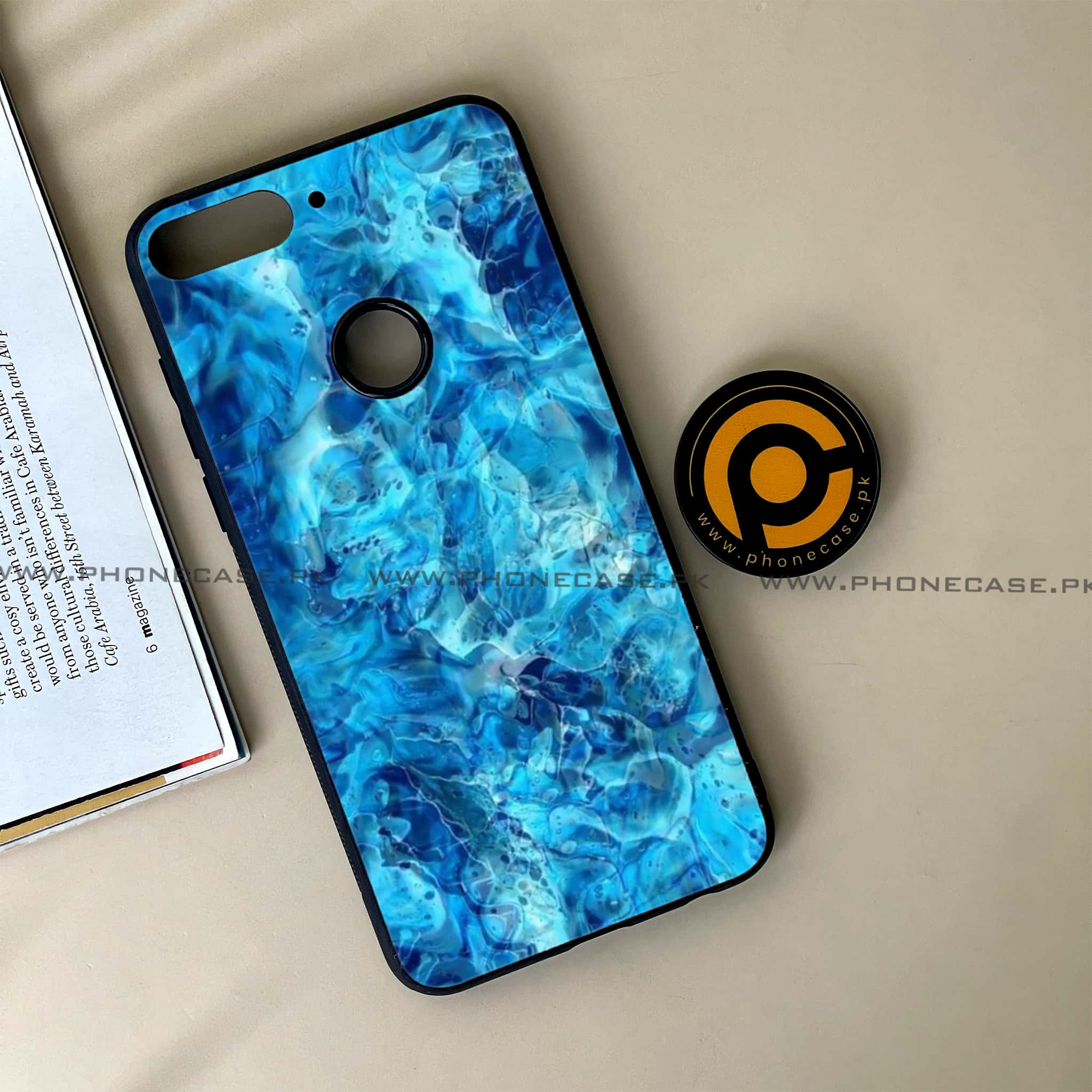 Huawei Y7 Prime (2018) - Blue Marble Series - Premium Printed Glass soft Bumper shock Proof Case