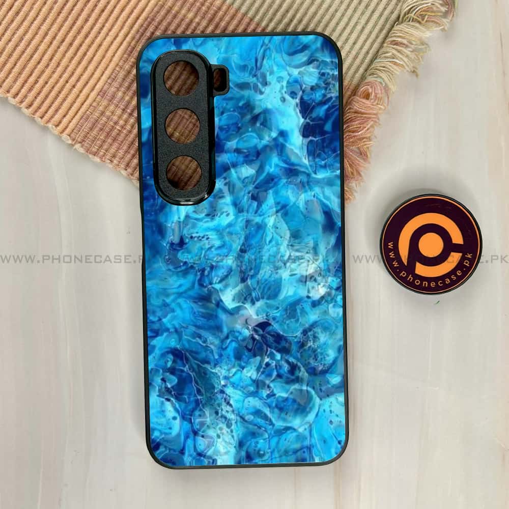 Infinix Hot 60i - Blue Marble Series - Premium Metal Printed soft Bumper shock Proof Case