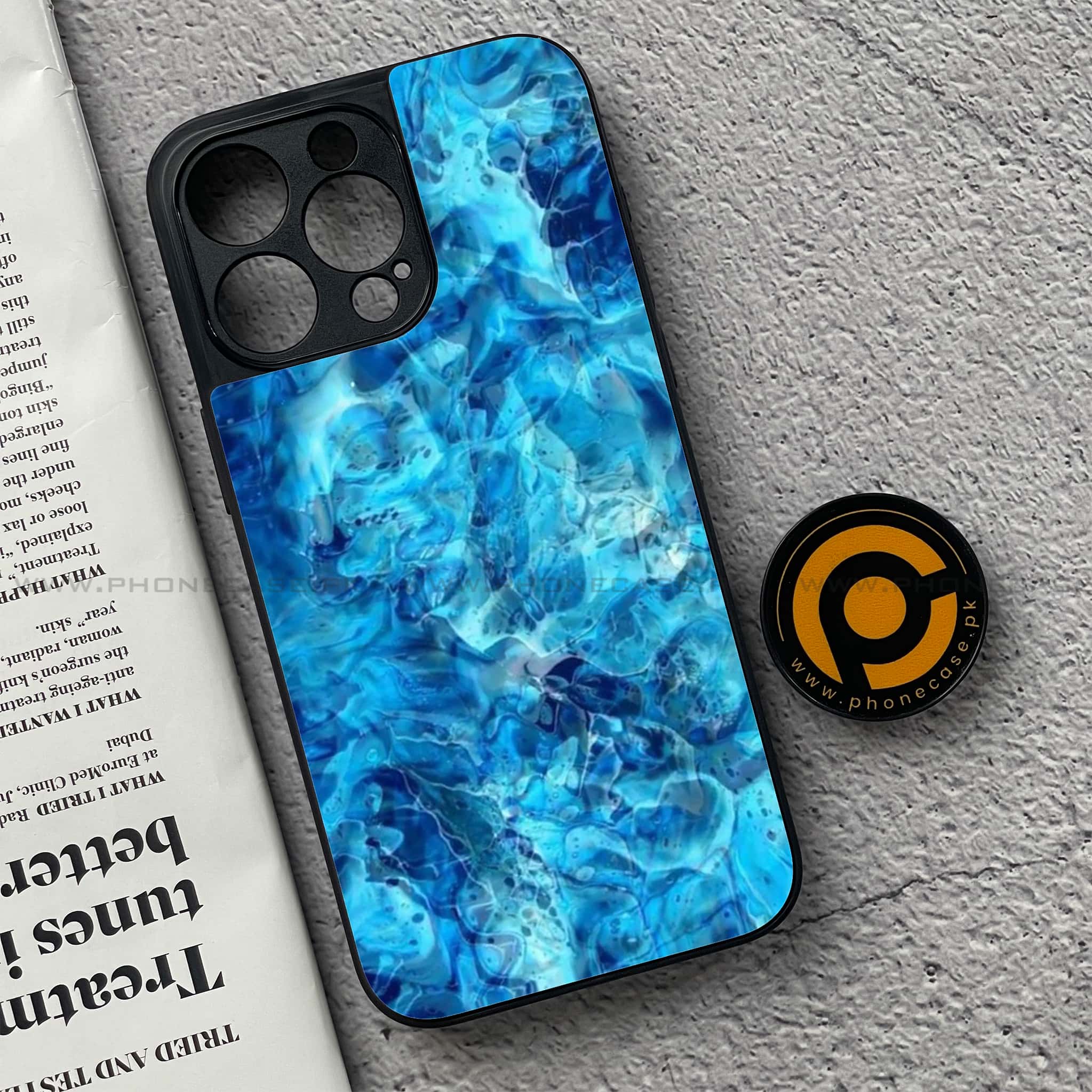 iPhone 15 Pro - Blue Marble Series - Premium Metal Printed soft Bumper shock Proof Case
