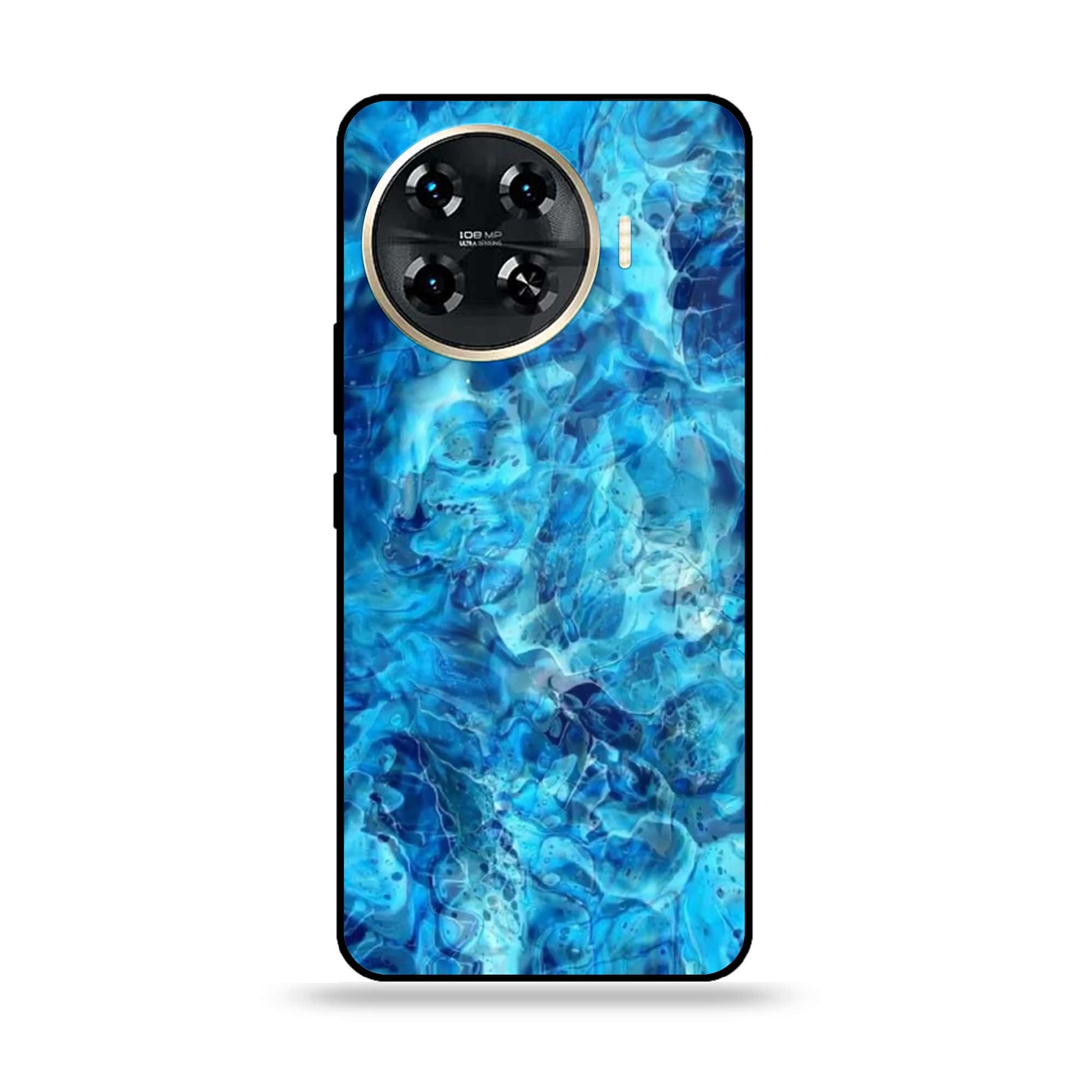 Tecno Spark 20 pro plus - Blue Marble Series - Premium Printed Glass soft Bumper shock Proof Case