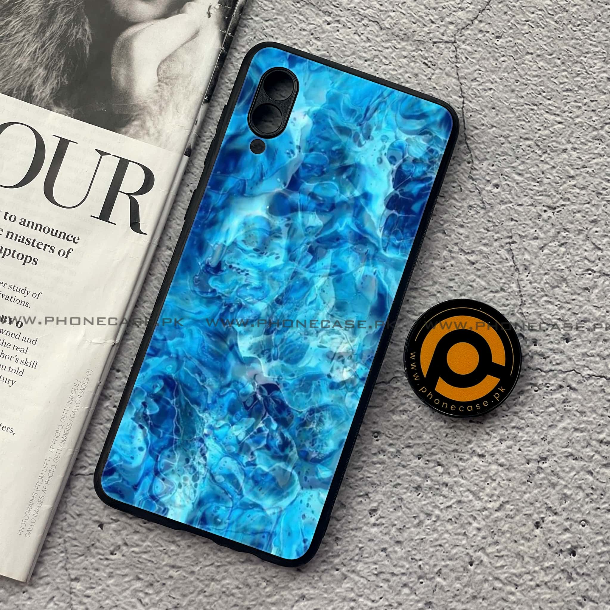 Samsung Galaxy A02 - Blue Marble Series - Premium Printed Metal soft Bumper shock Proof Case