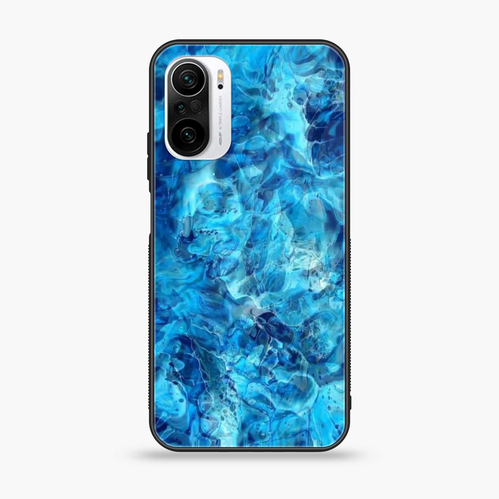 Xiaomi Poco F3 - Blue marble Series - Premium Printed Glass soft Bumper shock Proof Case