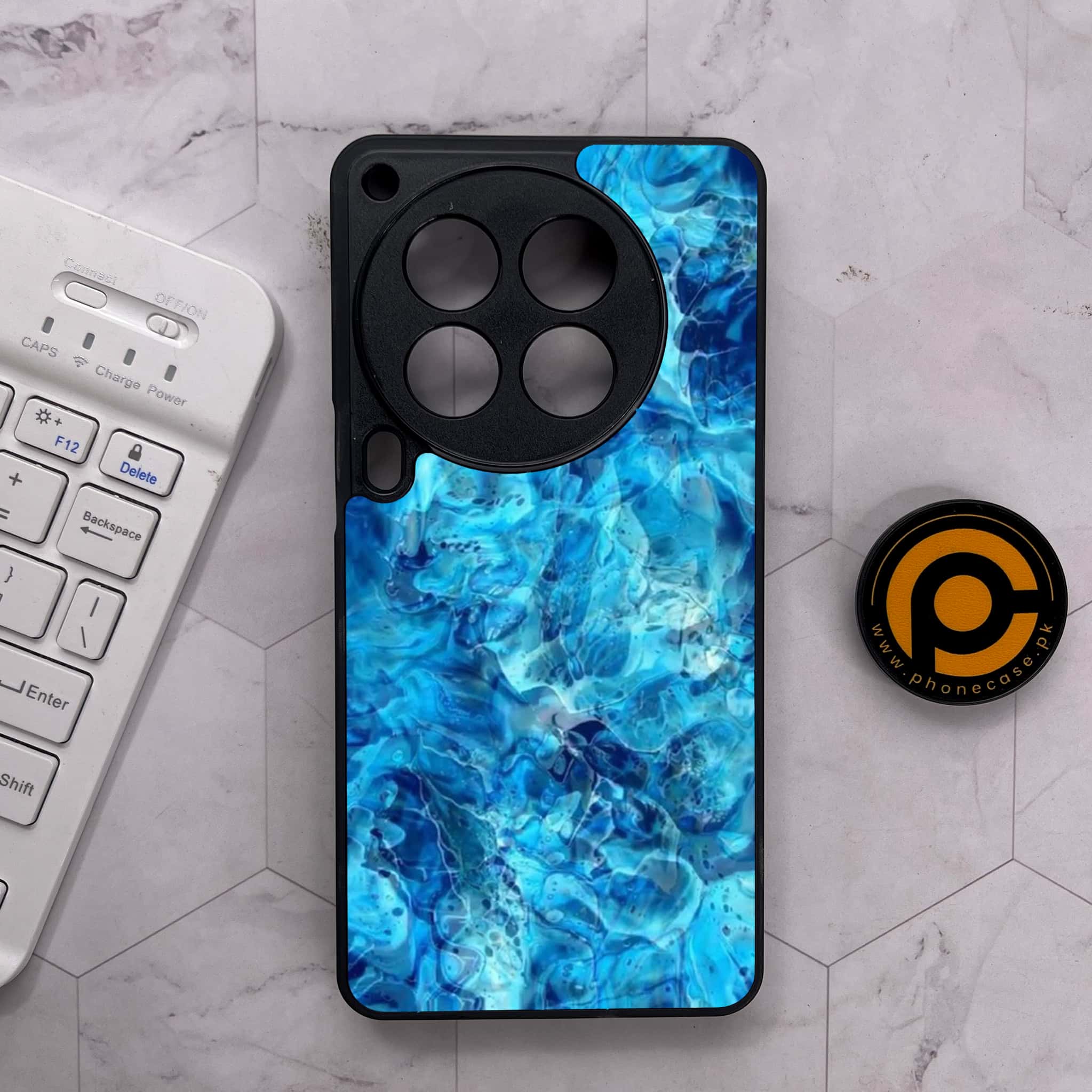 Tecno Camon 30 Premier - Blue Marble Series - Premium Metal Printed soft Bumper shock Proof Case